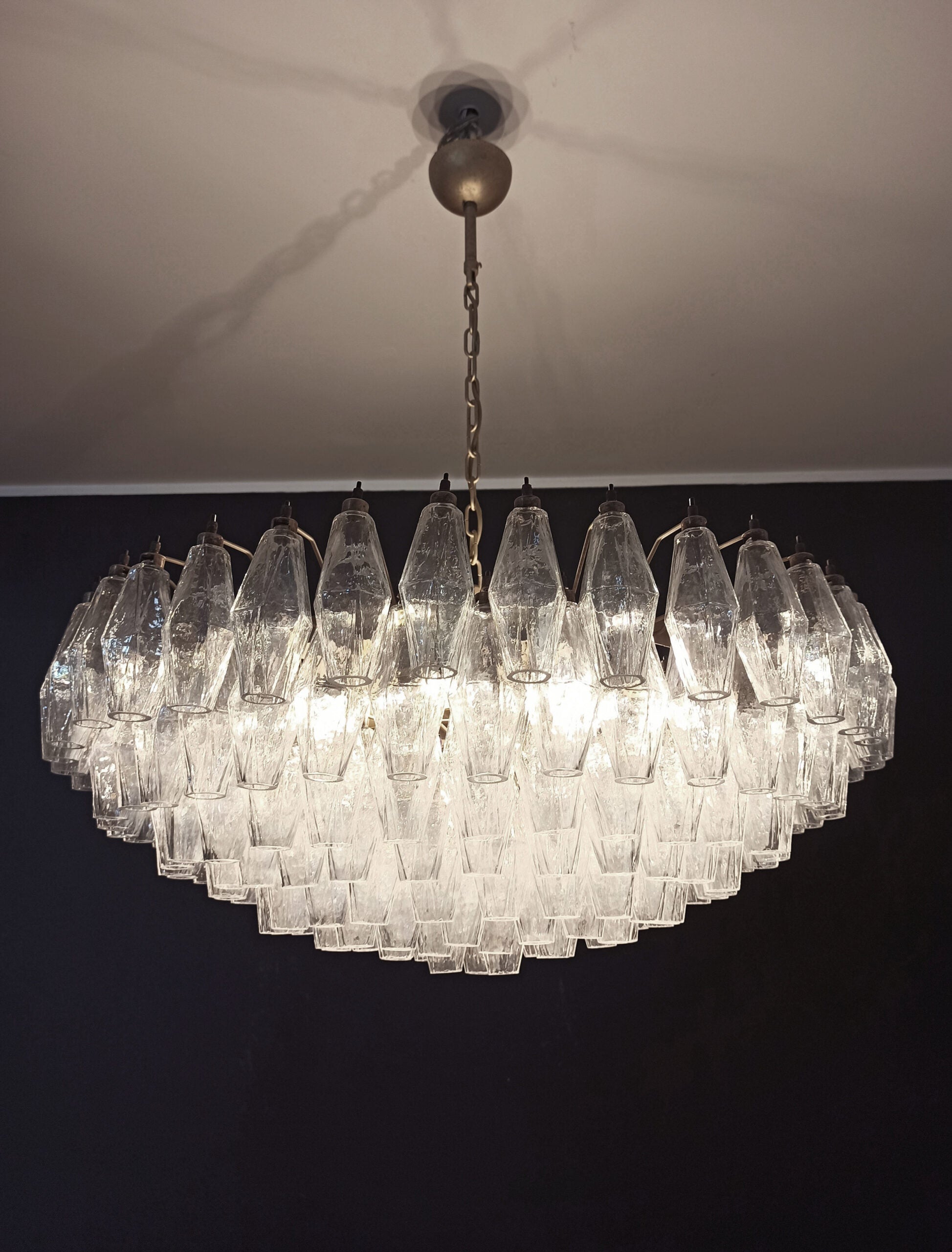 Murano Chandelier – 185 Iris Clear Poliedri Glass – detail 8 – Murano Classics