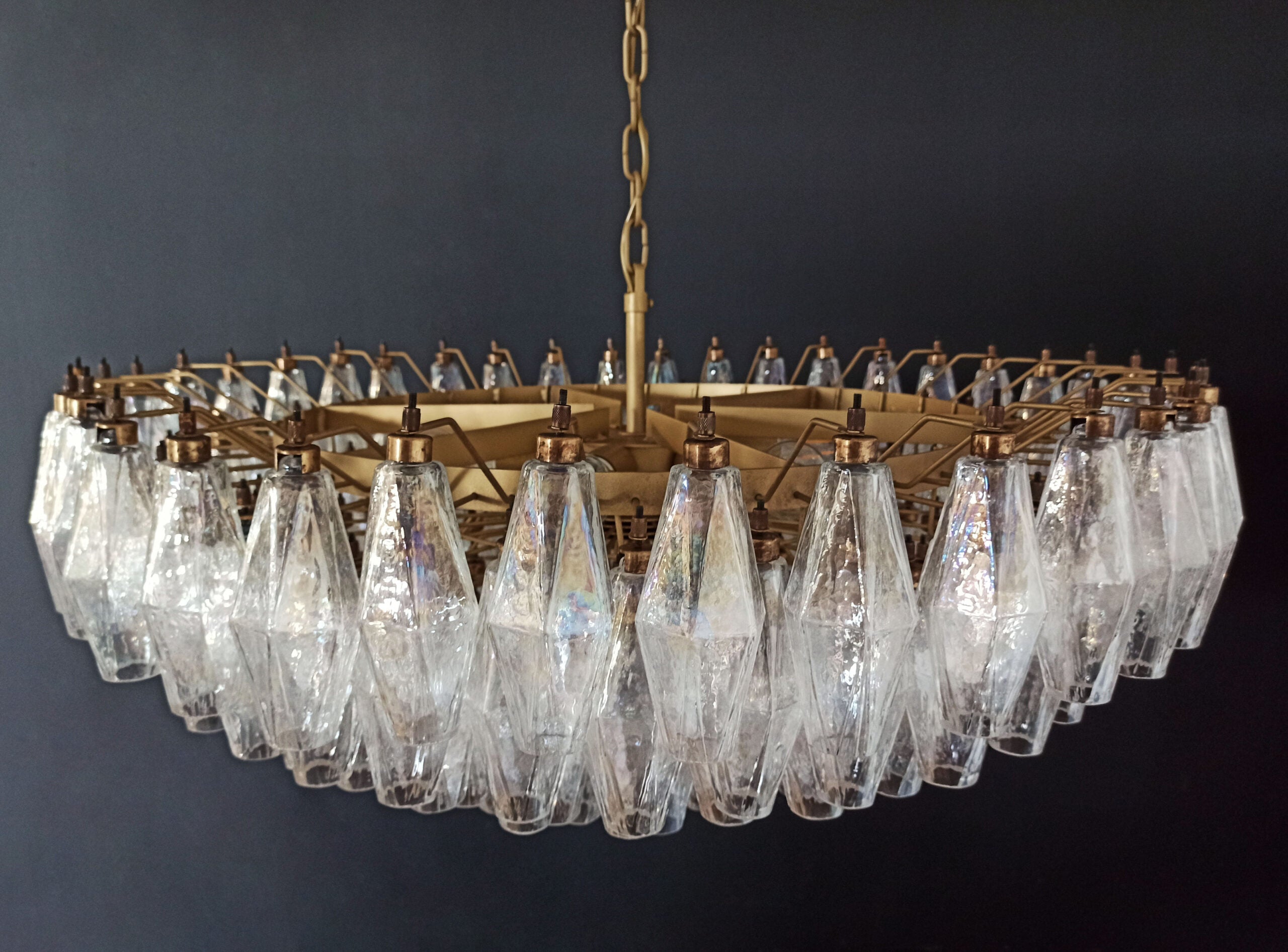 Murano Chandelier – 185 Iris Clear Poliedri Glass – detail 5 – Murano Classics