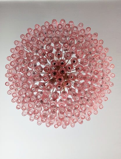 Murano Chandelier | 185 Pink polyhedral glass