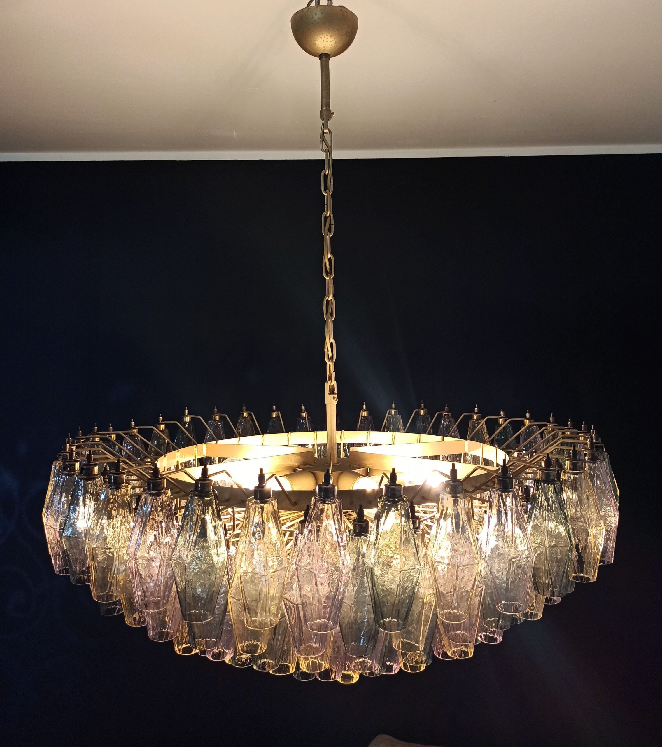 Murano Chandelier – 185 Multicoloured Poliedri Glass – detail 7 – Murano Classics