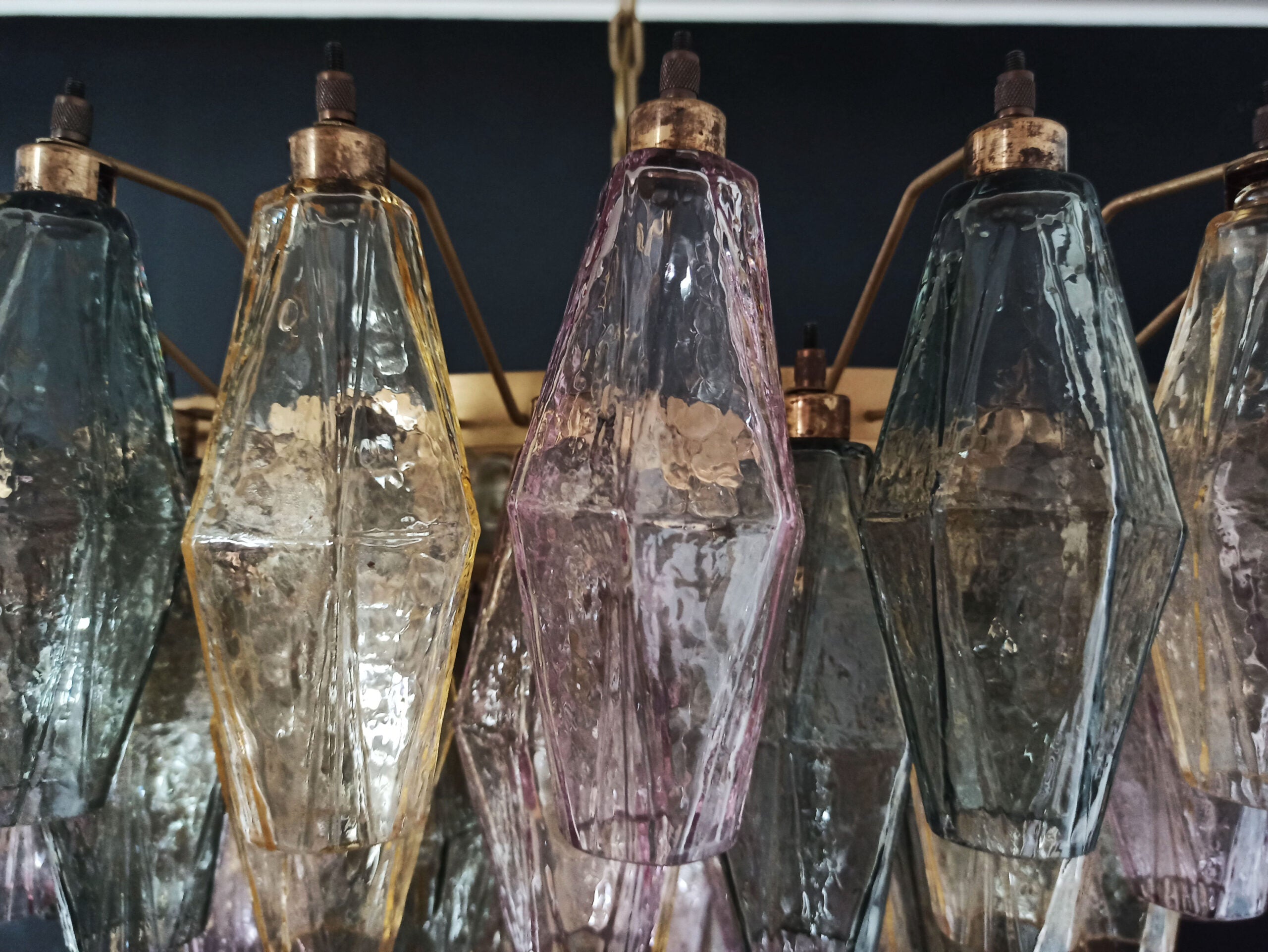 Murano Chandelier – 185 Multicoloured Poliedri Glass – detail 3 – Murano Classics