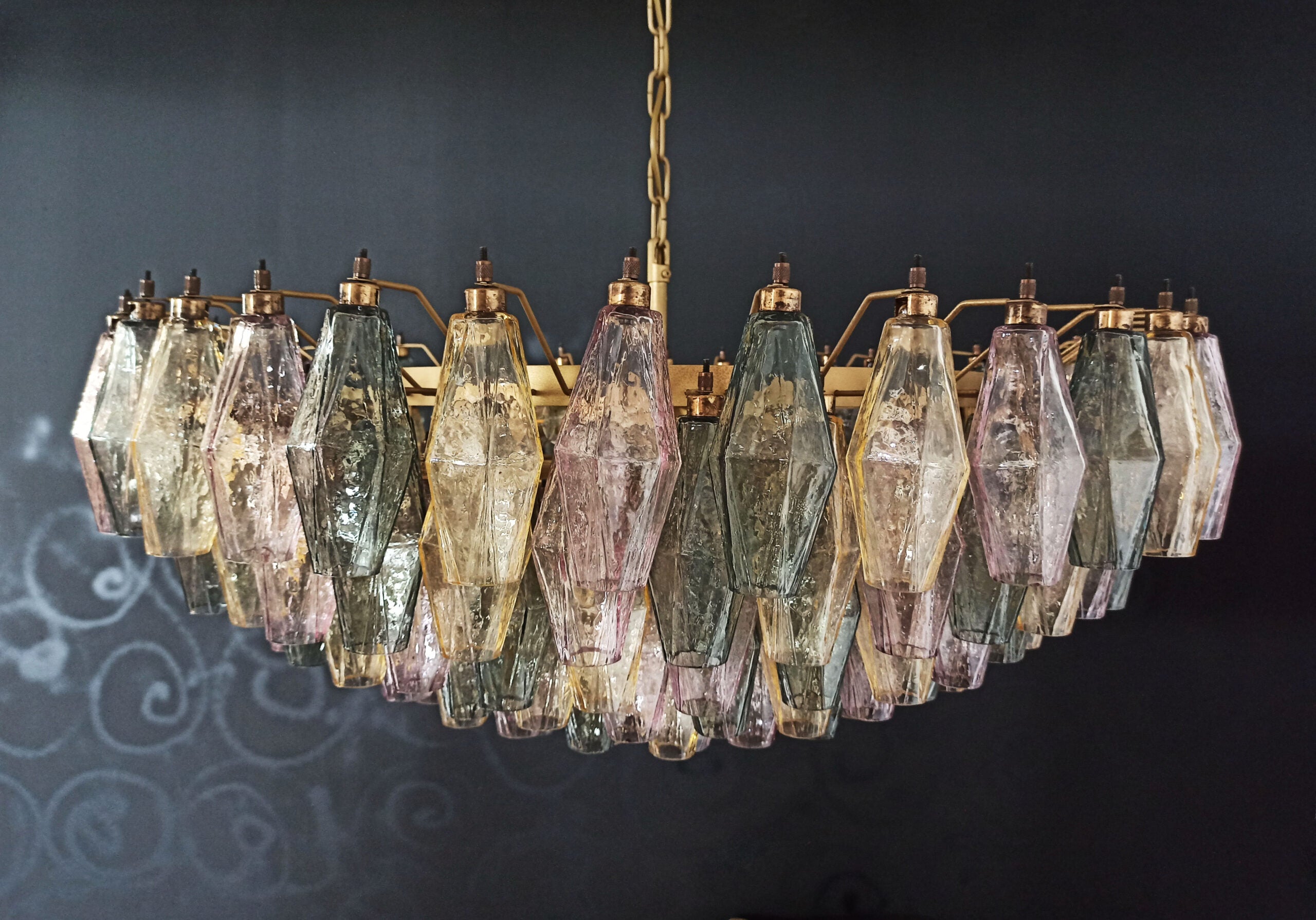Murano Chandelier – 185 Multicoloured Poliedri Glass – detail 9 – Murano Classics