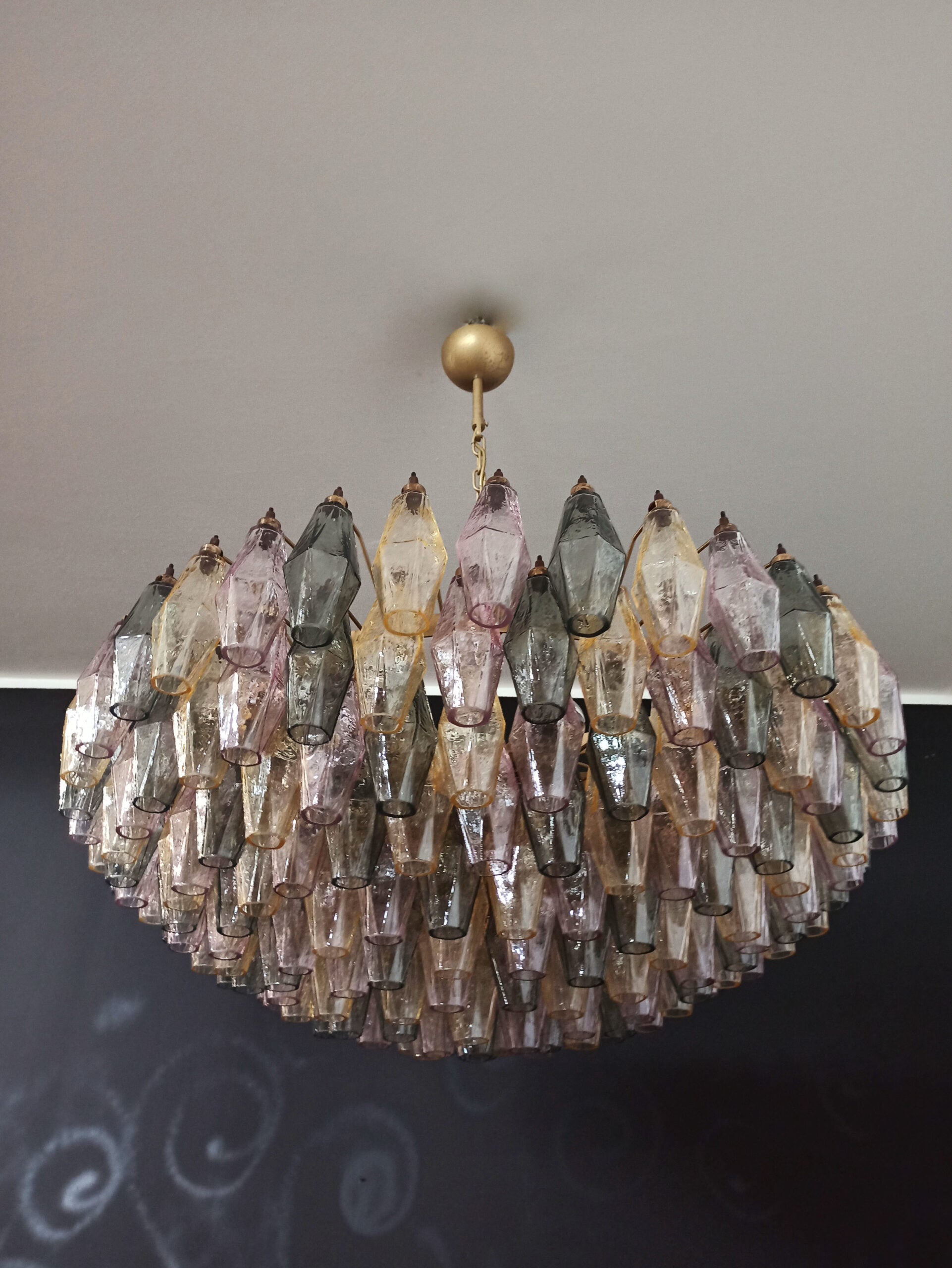 Murano Chandelier – 185 Multicoloured Poliedri Glass – detail 6 – Murano Classics