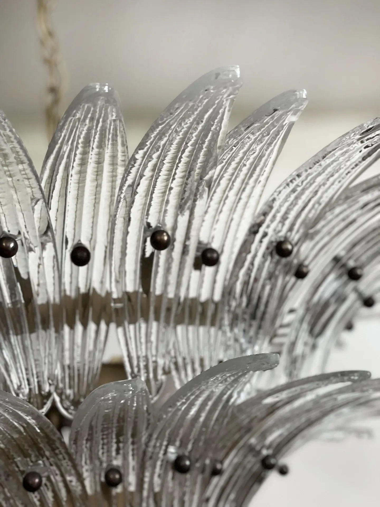 Murano Chandelier – 58 Clear Palmette Glass – detail 4 – Murano Classics