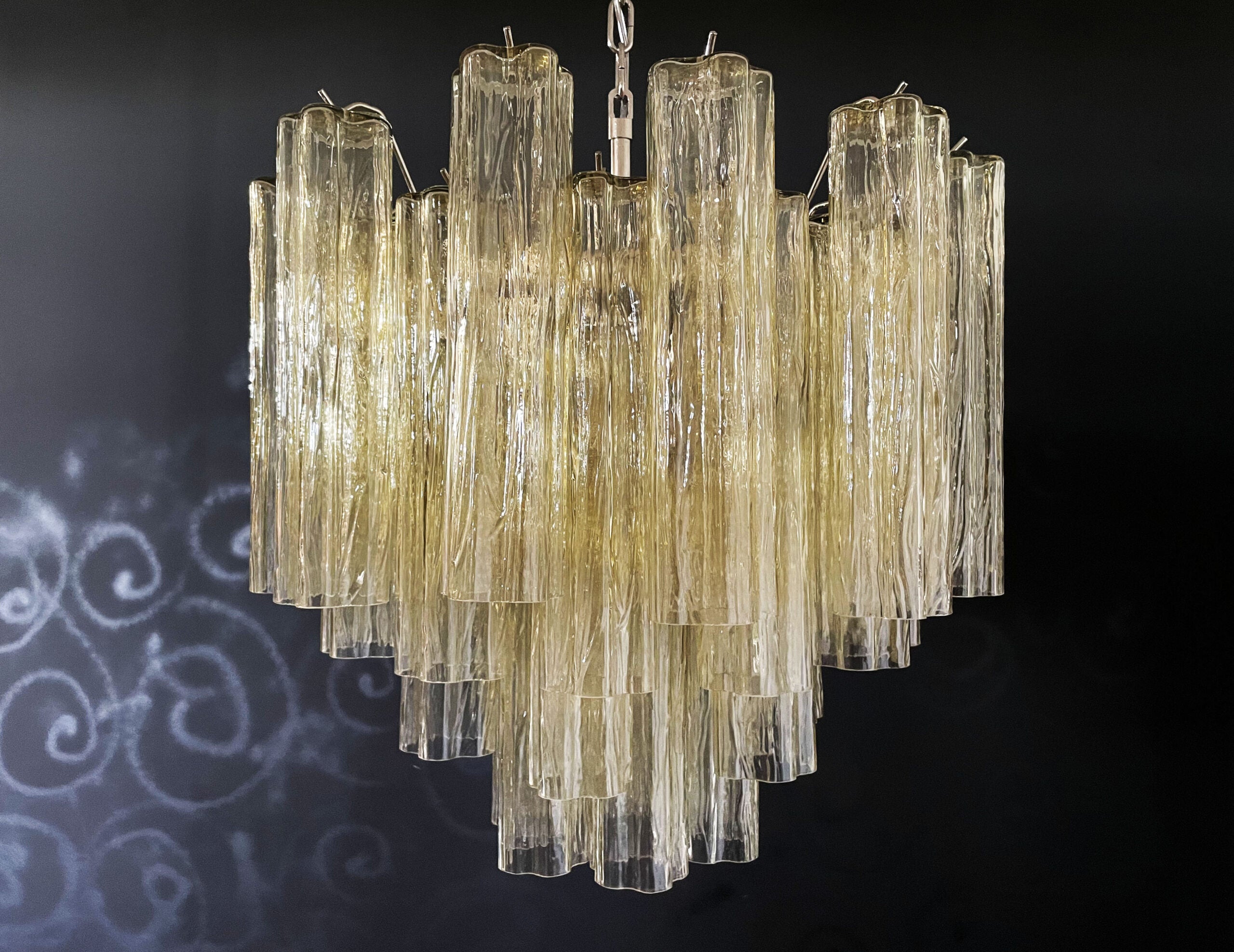 Murano Kroonluchter – 36 Heldere en Gele Buisglazen – detail 2 – Murano Classics