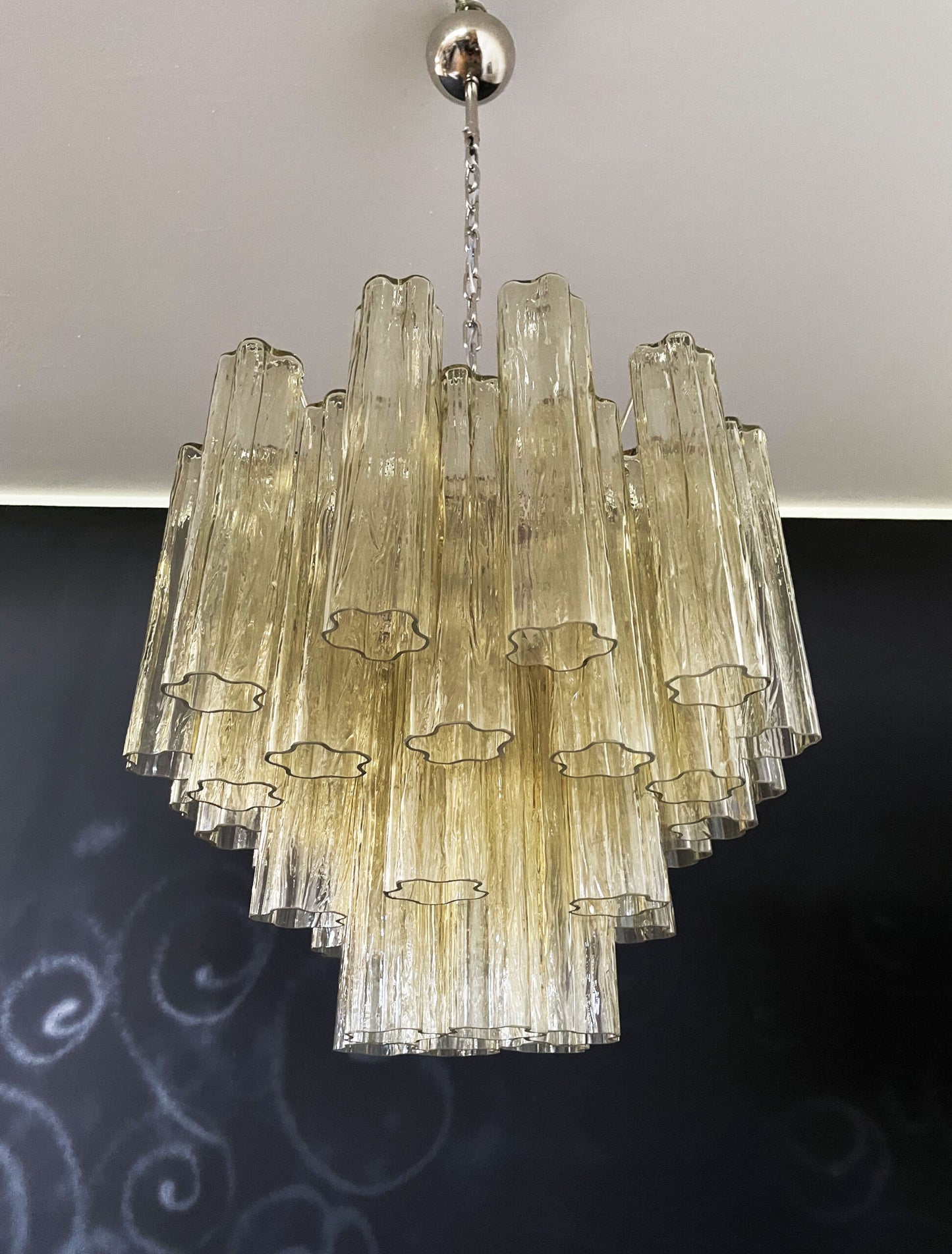 Murano Chandelier | 36 Clear and Yellow Glass Tubes