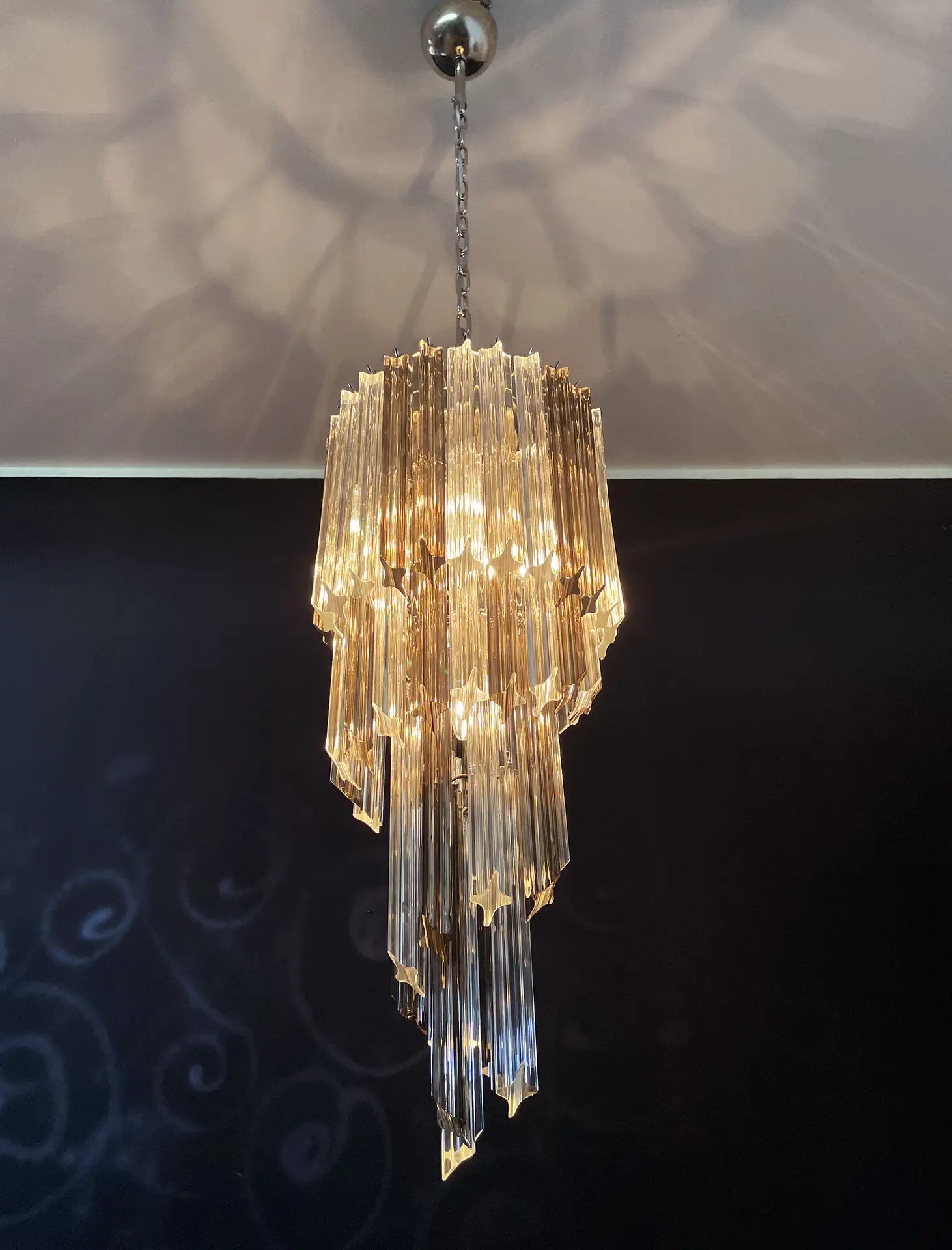 Murano Kroonluchter – 54 Heldere en Gerookte Prismaglazen – detail 6 – Murano Classics