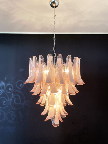 Murano Chandelier | 52 Pink cone leaf glass