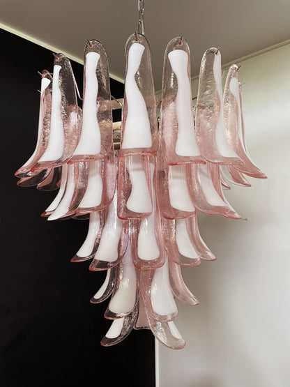 Murano Chandelier | 52 Pink cone leaf glass