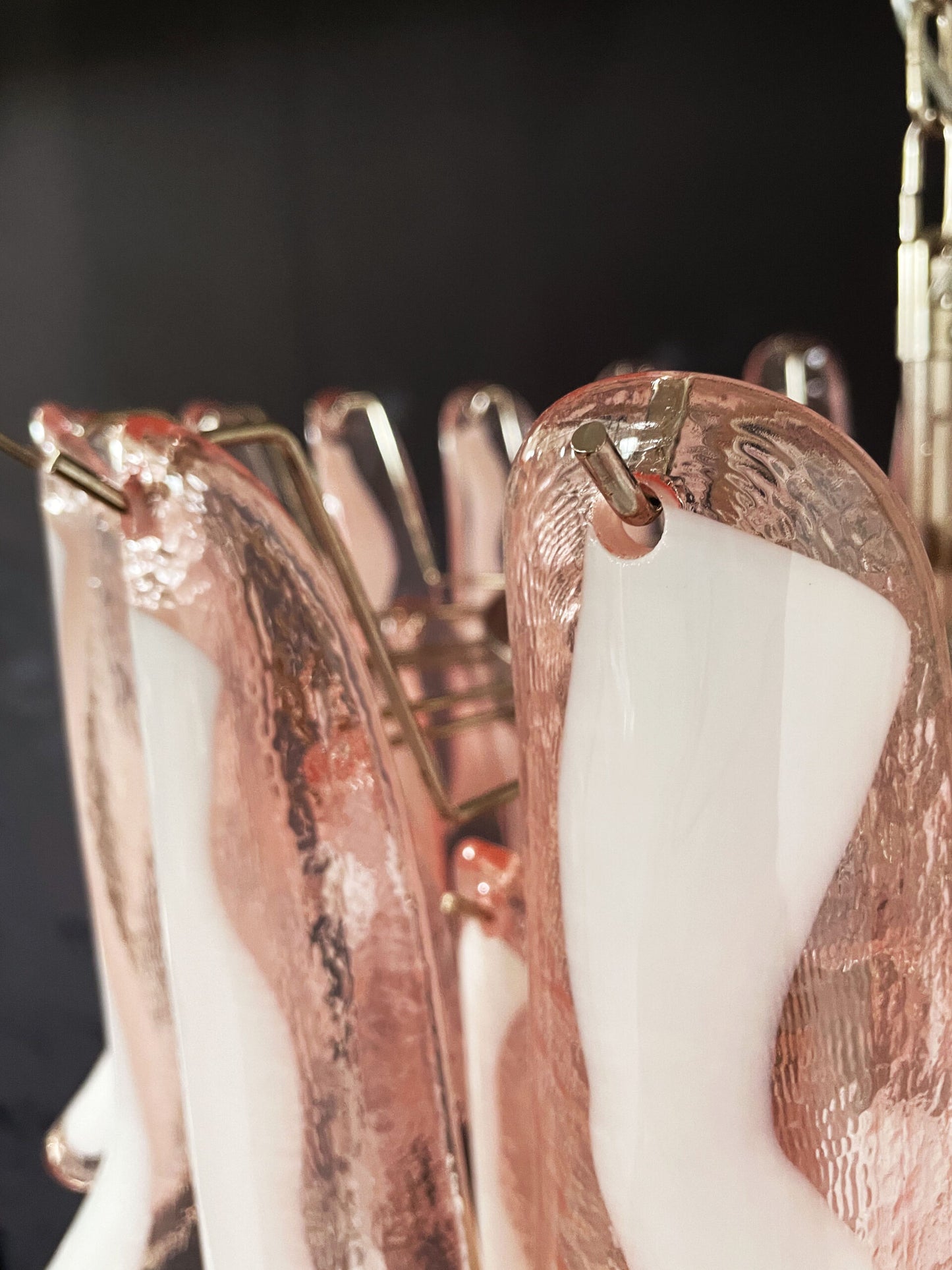 Murano Chandelier | 52 Pink cone leaf glass