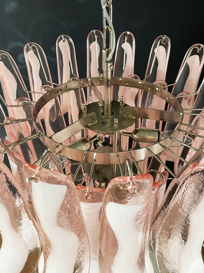 Murano Chandelier | 52 Pink cone leaf glass