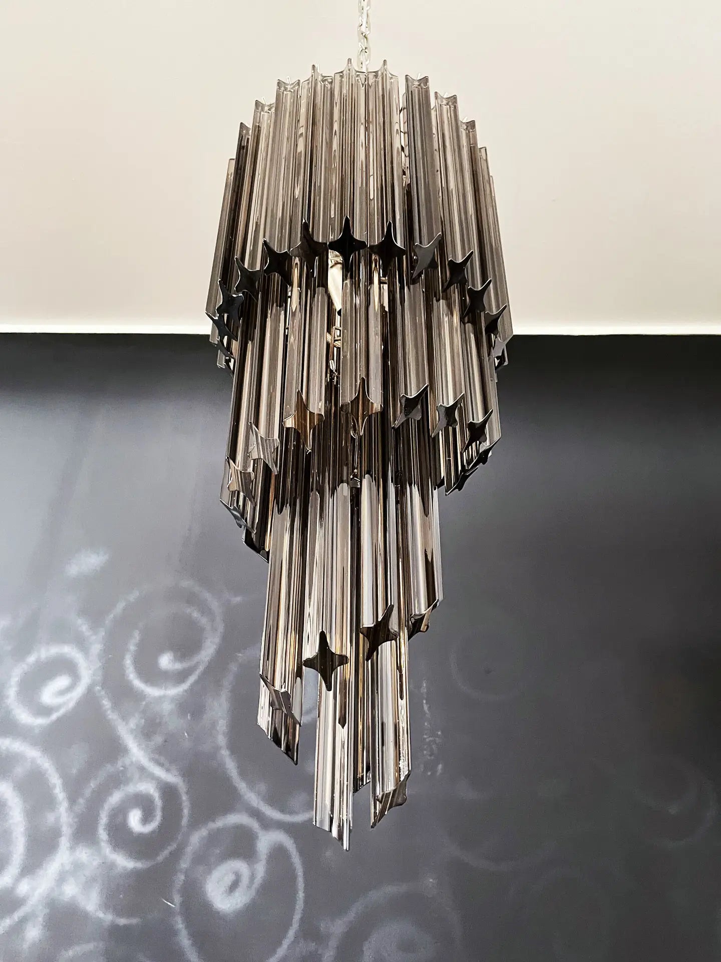 Murano Chandelier – 54 Smoked Prism Glass – detail 2 – Murano Classics