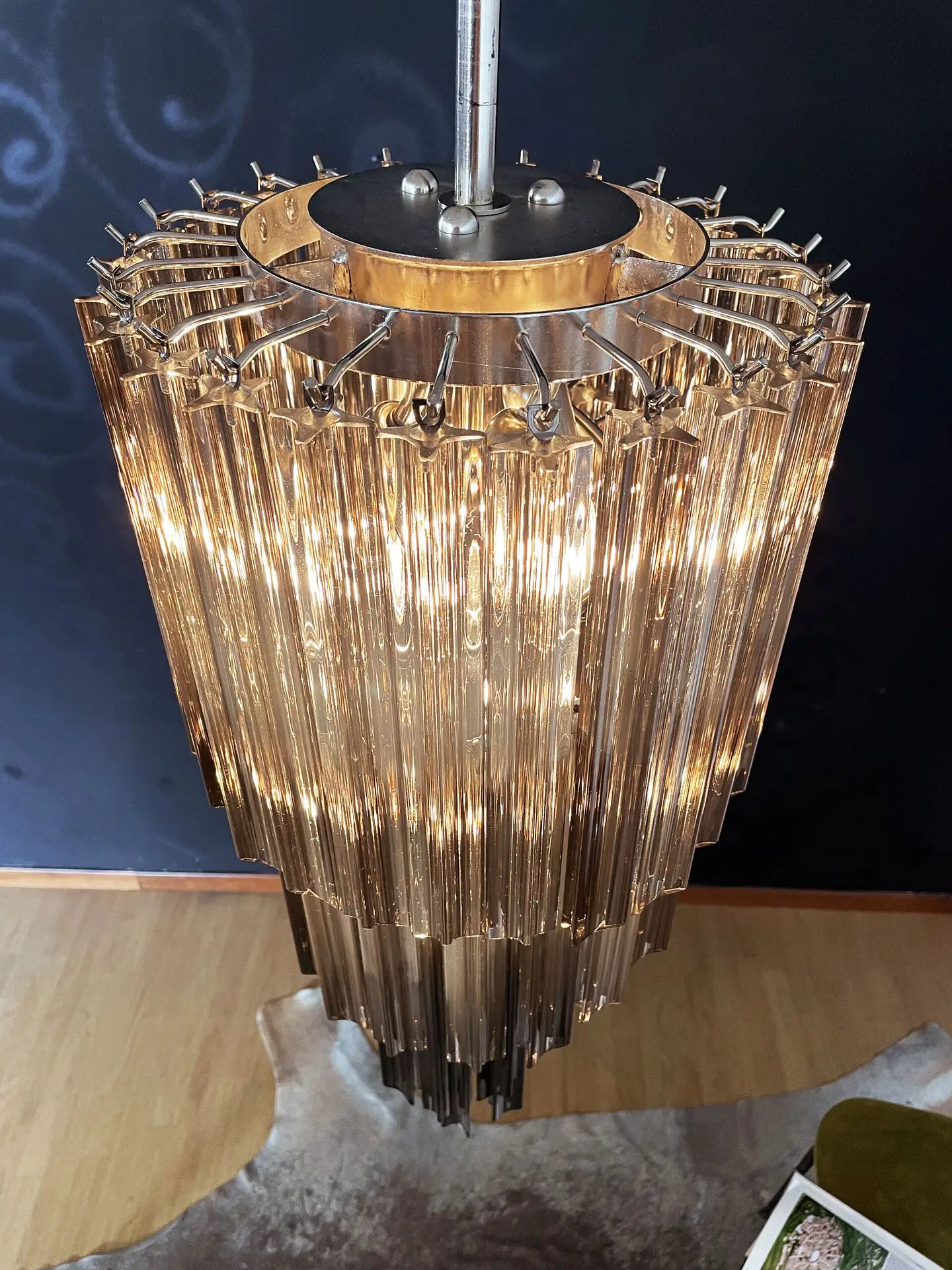 Murano Chandelier – 54 Smoked Prism Glass – detail 6 – Murano Classics