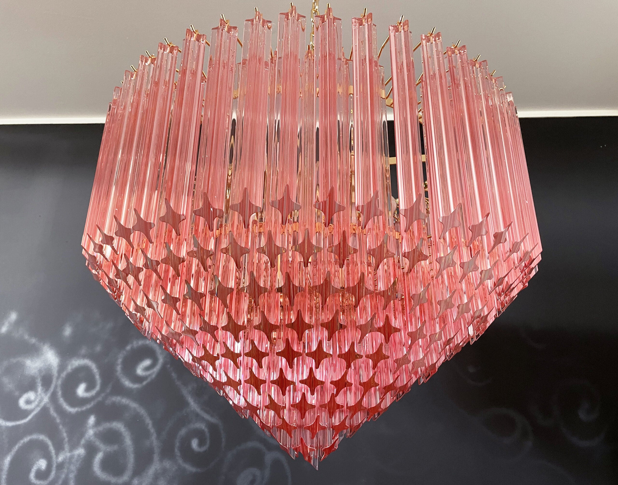 Murano Chandelier – 265 Pink Prism Glass – detail 4 – Murano Classics