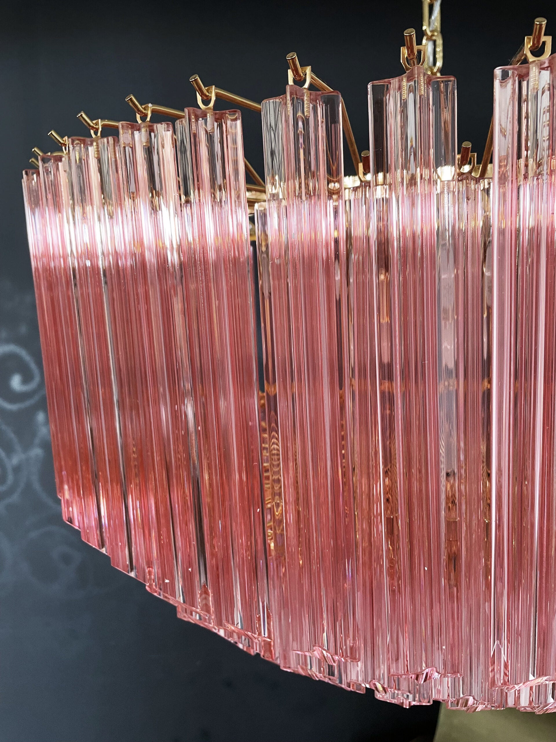 Murano Chandelier – 265 Pink Prism Glass – detail 3 – Murano Classics