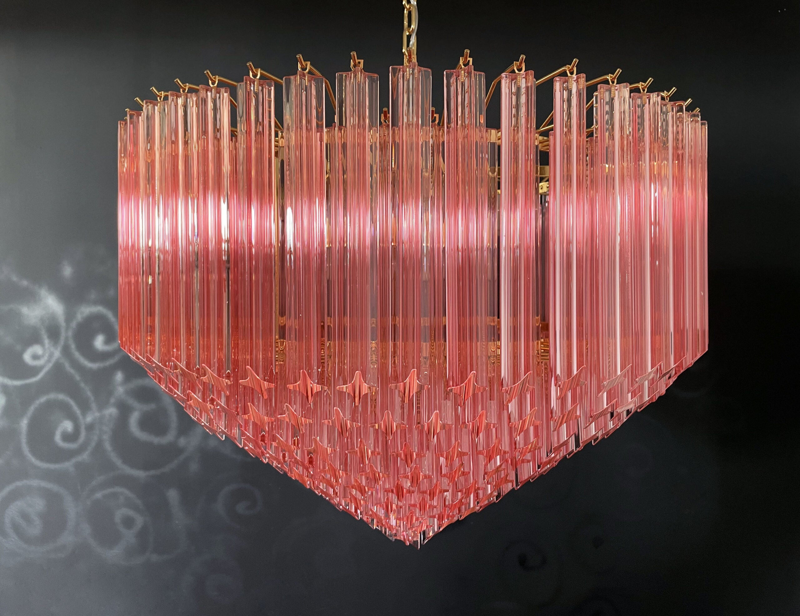 Murano Chandelier – 265 Pink Prism Glass – detail 9 – Murano Classics