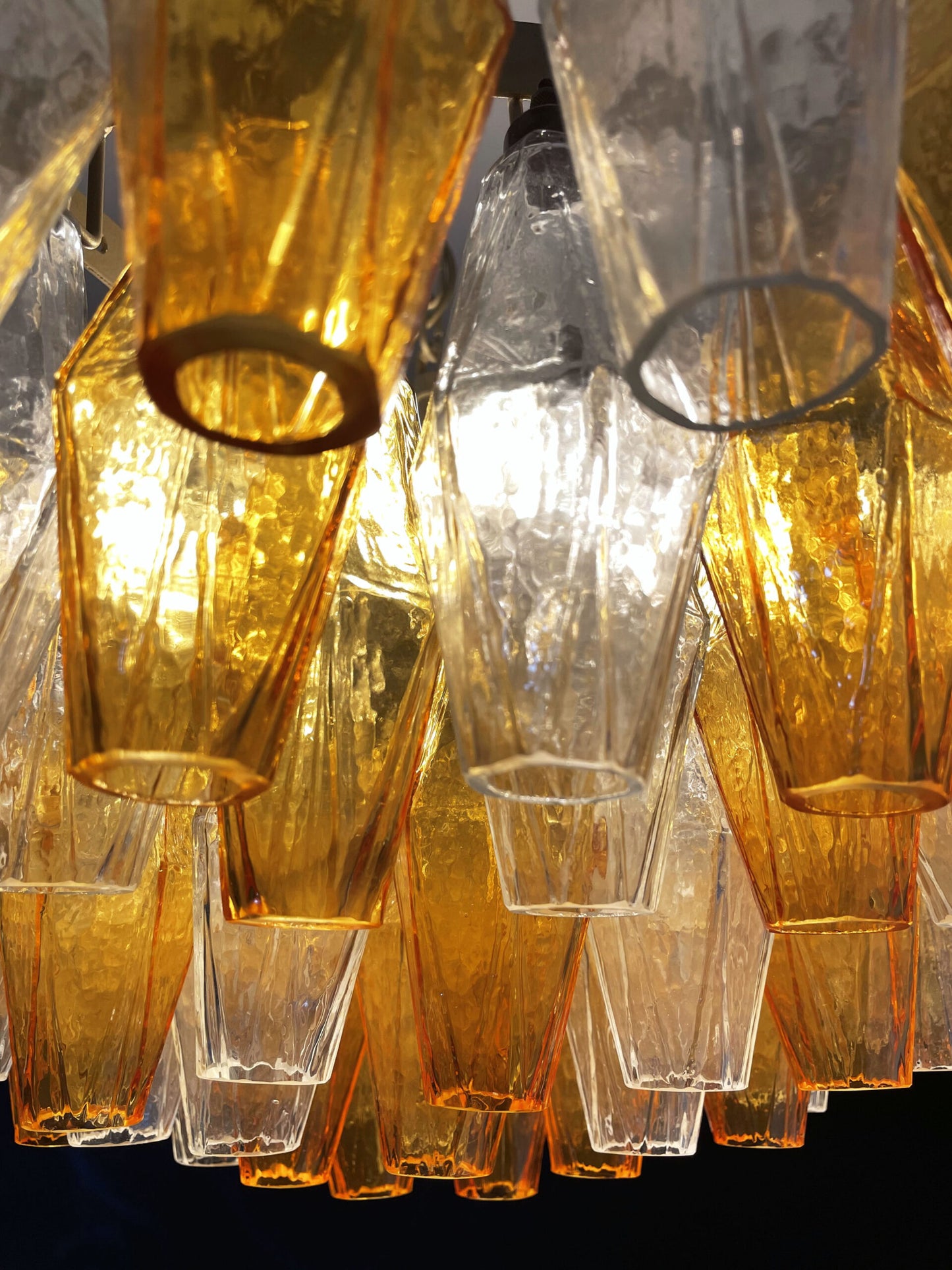 Murano Chandelier | 185 Clear and Yellow Polyhedral Glasses