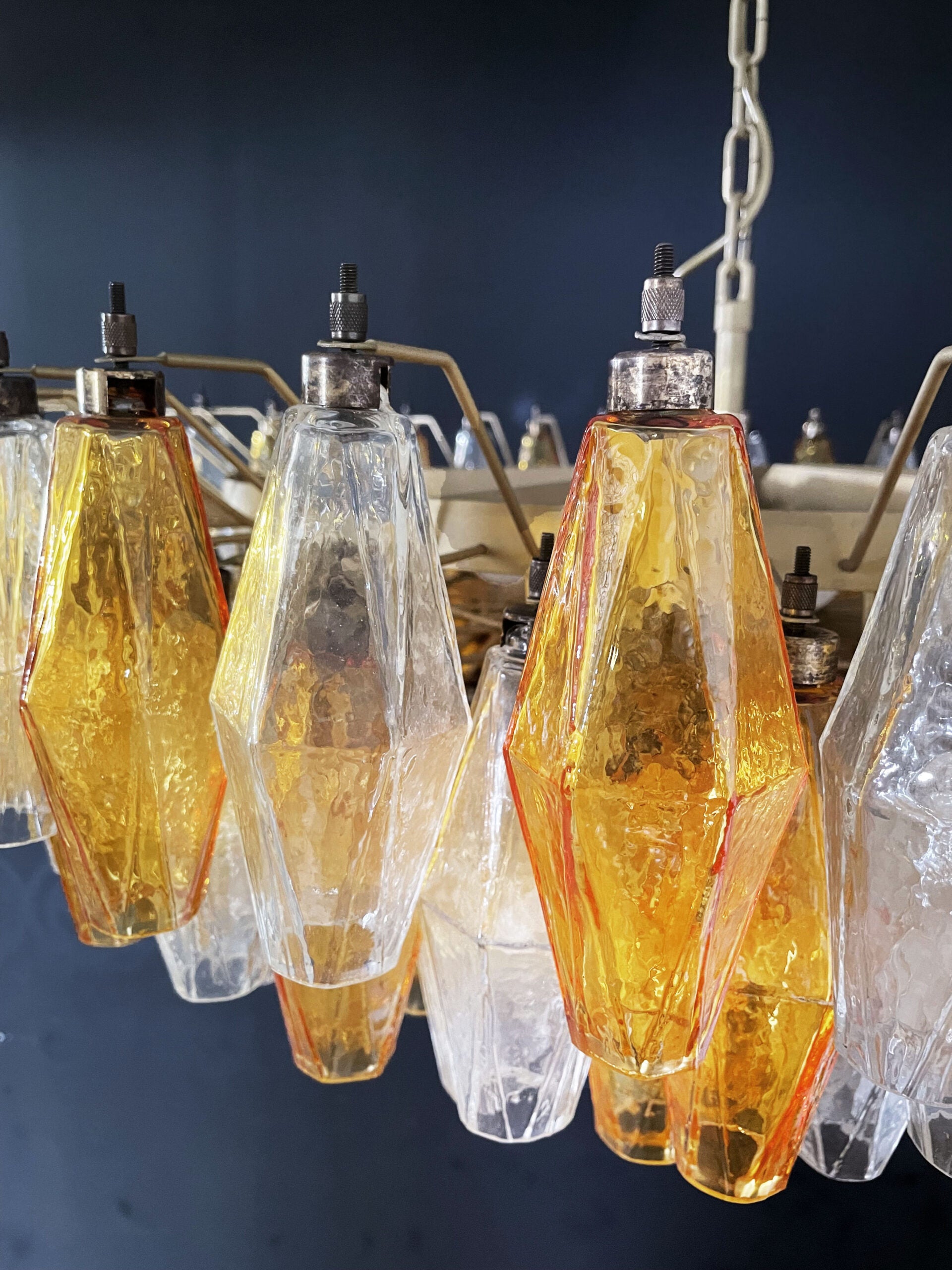 Murano Kronleuchter – 185 Klare und Gelbe Poliedrigläser – Detail 6 – Murano Classics