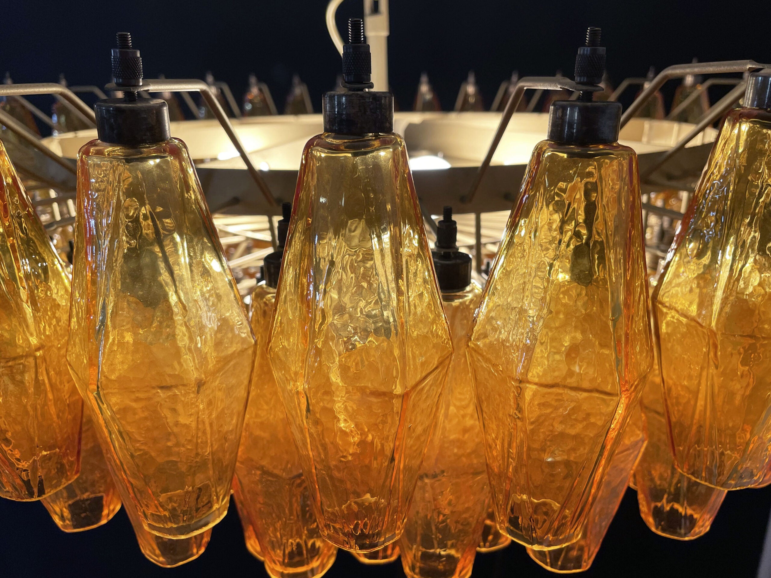 Murano Chandelier – 185 Yellow Poliedri Glass – detail 9 – Murano Classics