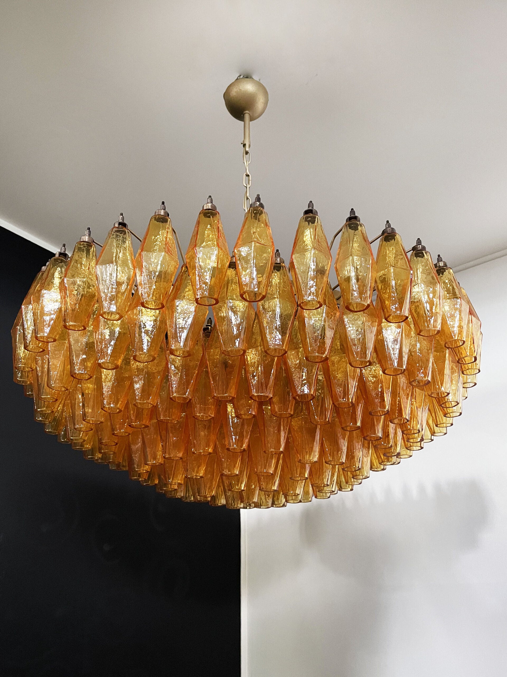Murano Chandelier | 185 Yellow Poliedri Glass