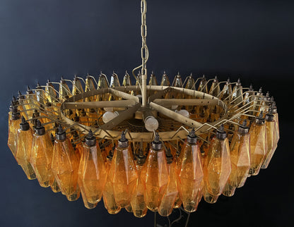 Murano Chandelier | 185 Yellow polyhedral glasses