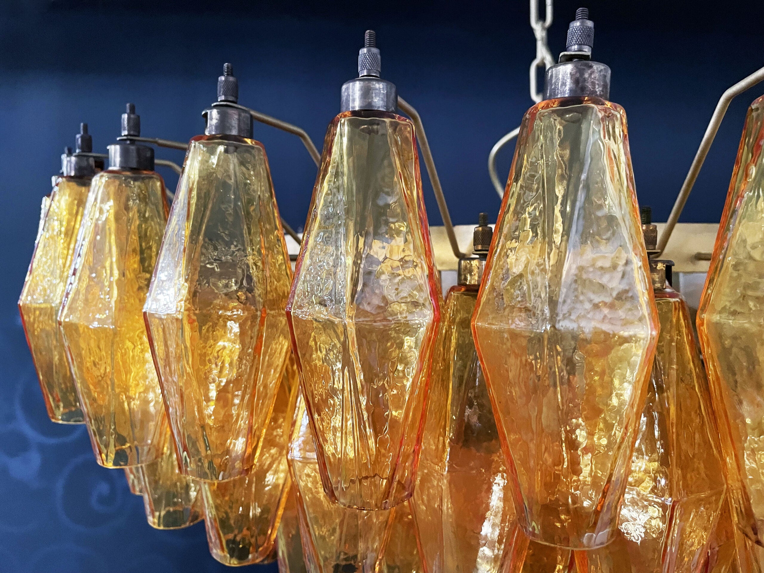 Murano Chandelier – 185 Yellow Poliedri Glass – detail 6 – Murano Classics