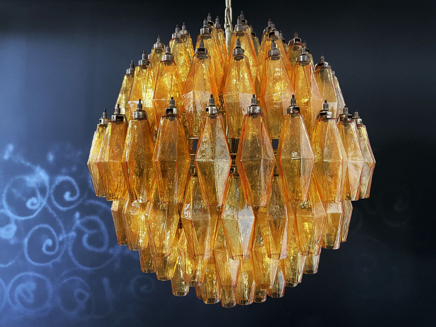 Murano Chandelier | 140 Yellow polyhedral glasses