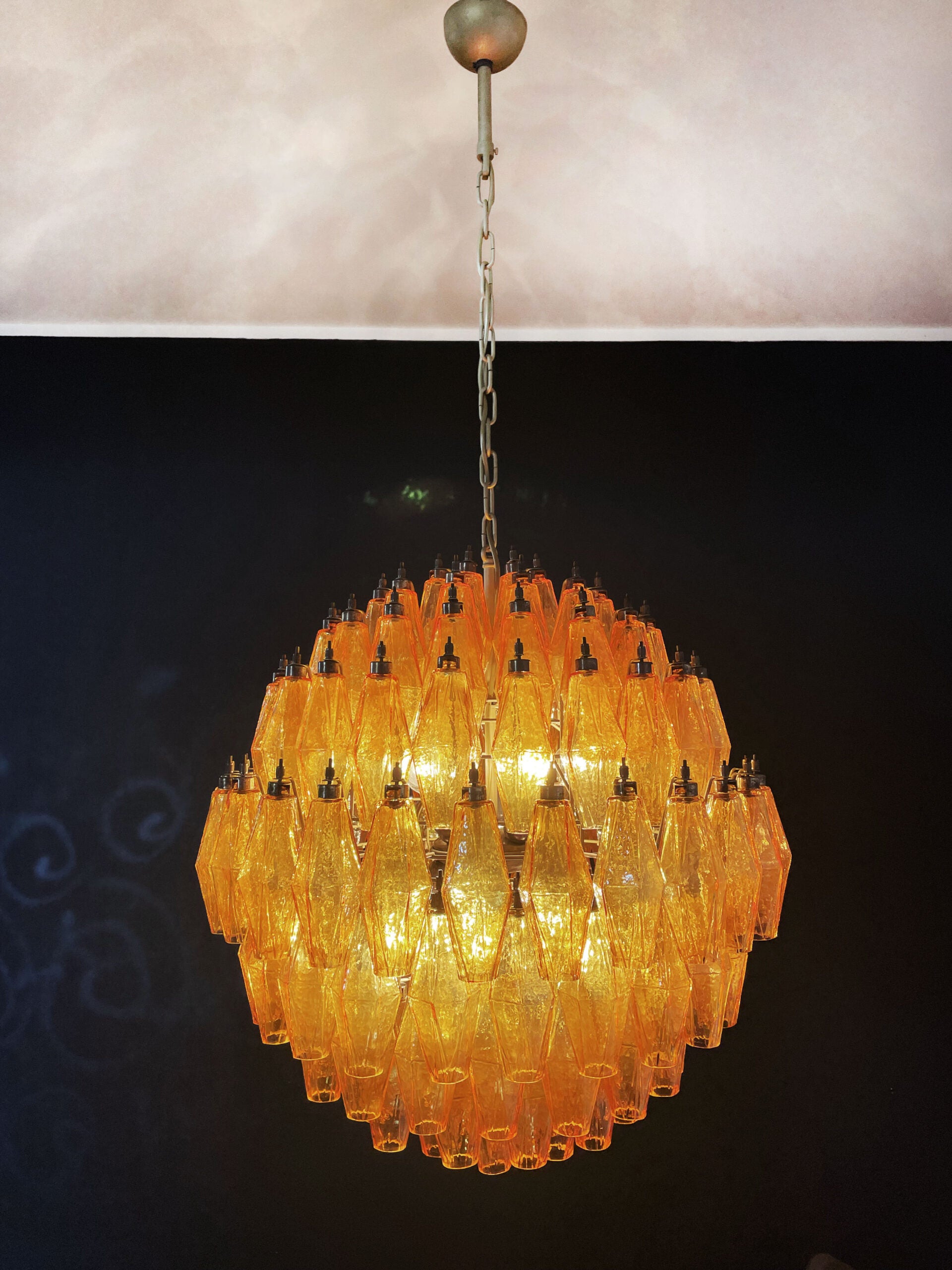 Murano Kroonluchter – 140 Gele Poliedriglazen – detail 7 – Murano Classics