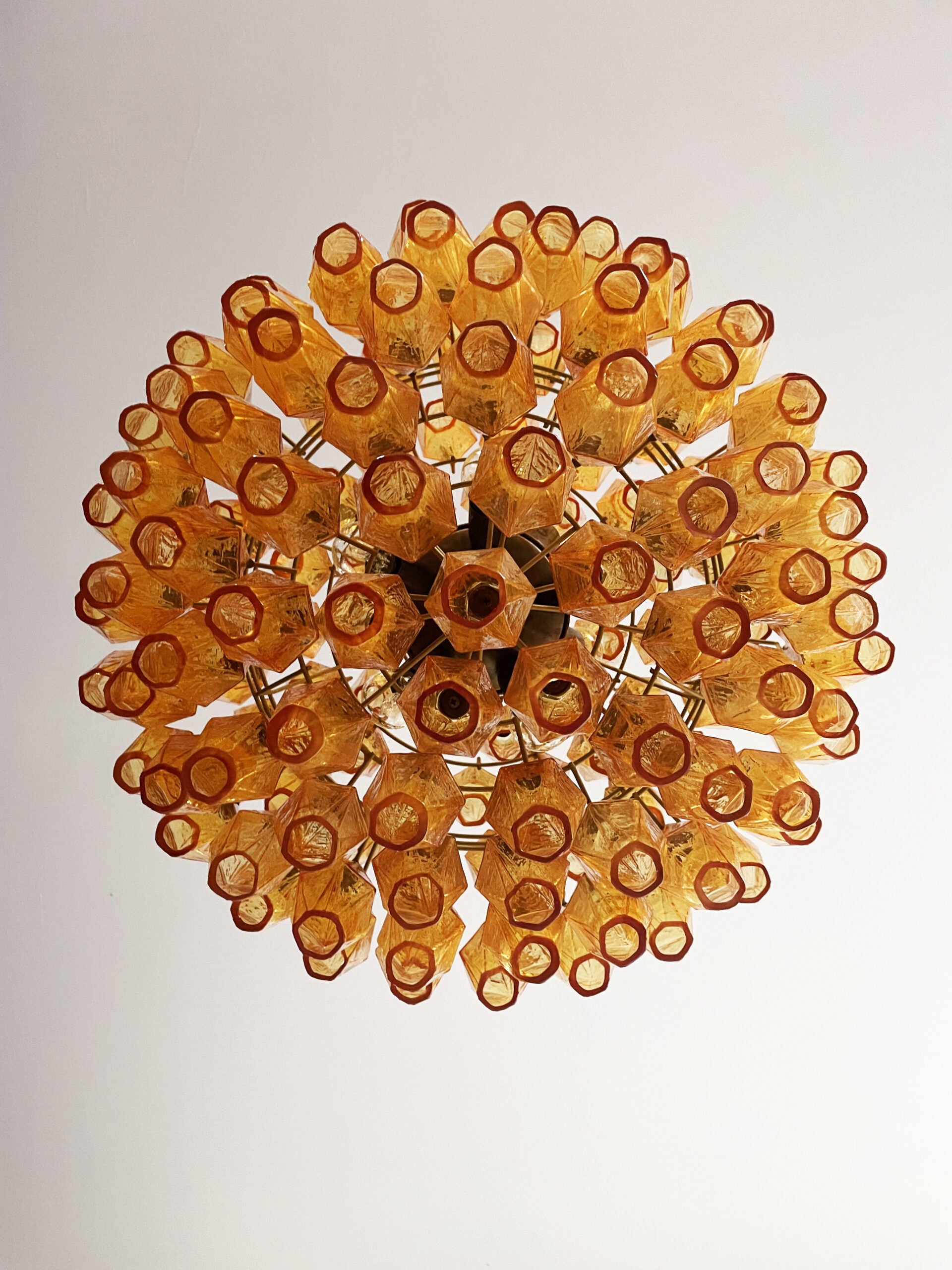 Murano Kroonluchter – 140 Gele Poliedriglazen – detail 5 – Murano Classics