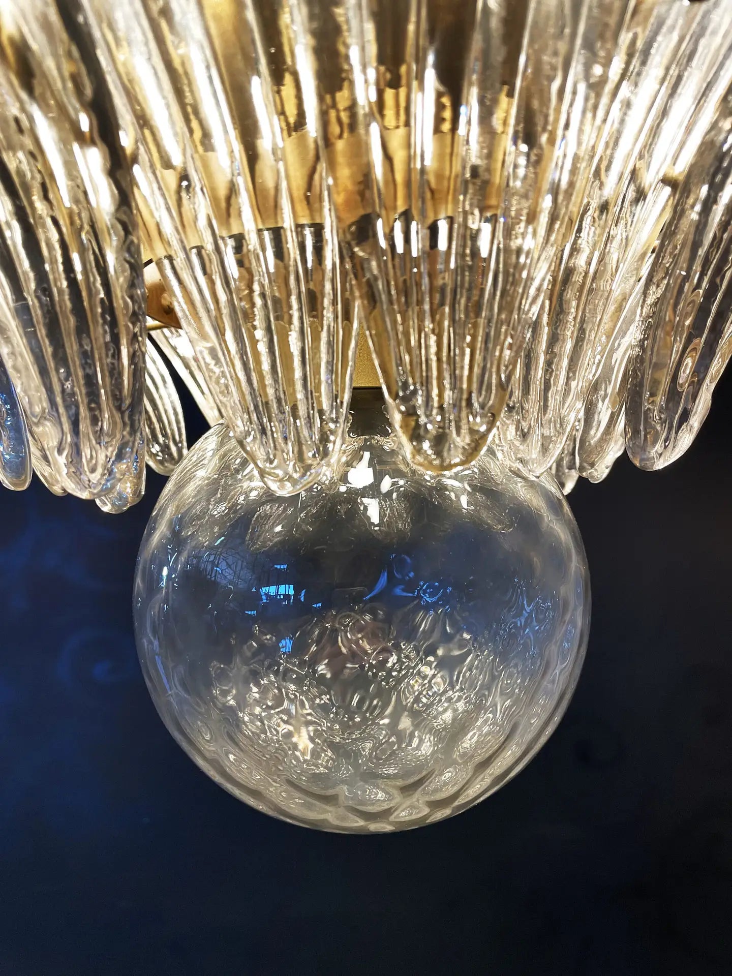 Murano Chandelier – 104 Smoked Palmette Glass – detail 9 – Murano Classics