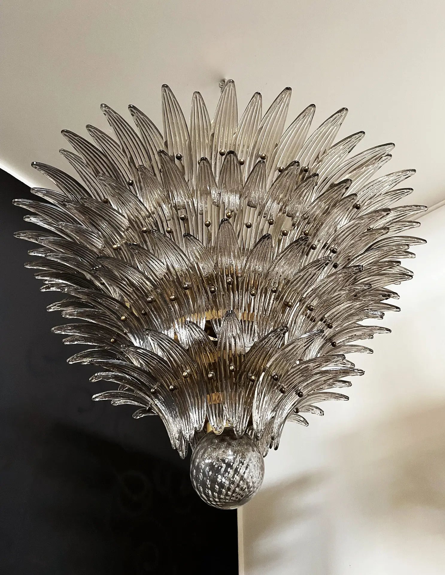 Murano Kroonluchter | 163 Gerookte Palmetteglazen