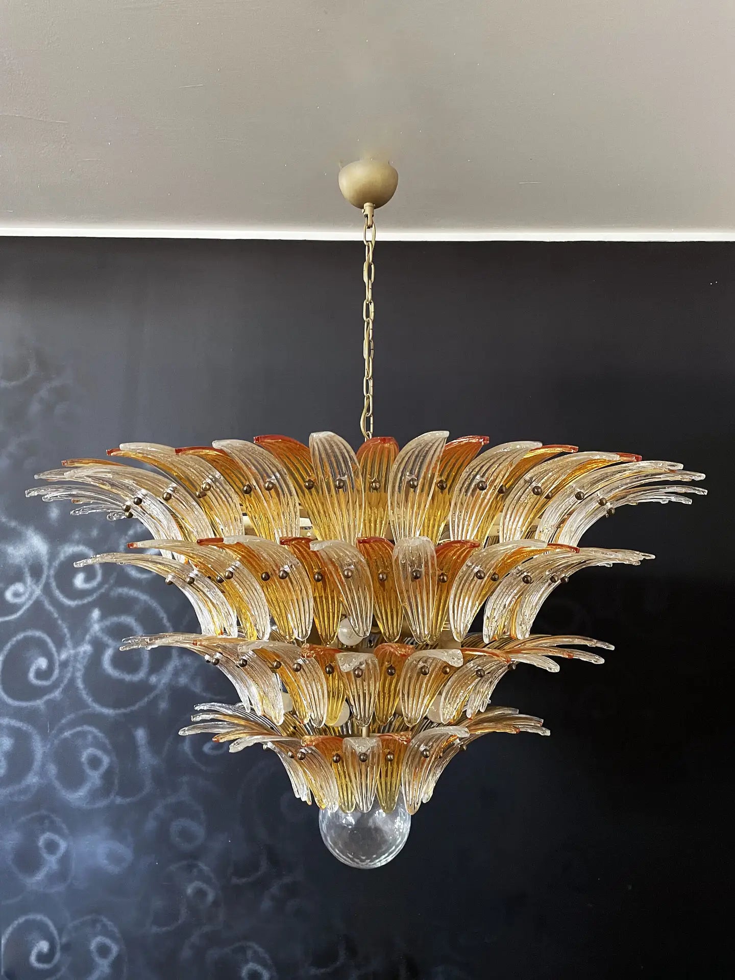Murano Kroonluchter – 163 Heldere en Gele Palmetteglazen – detail 3 – Murano Classics