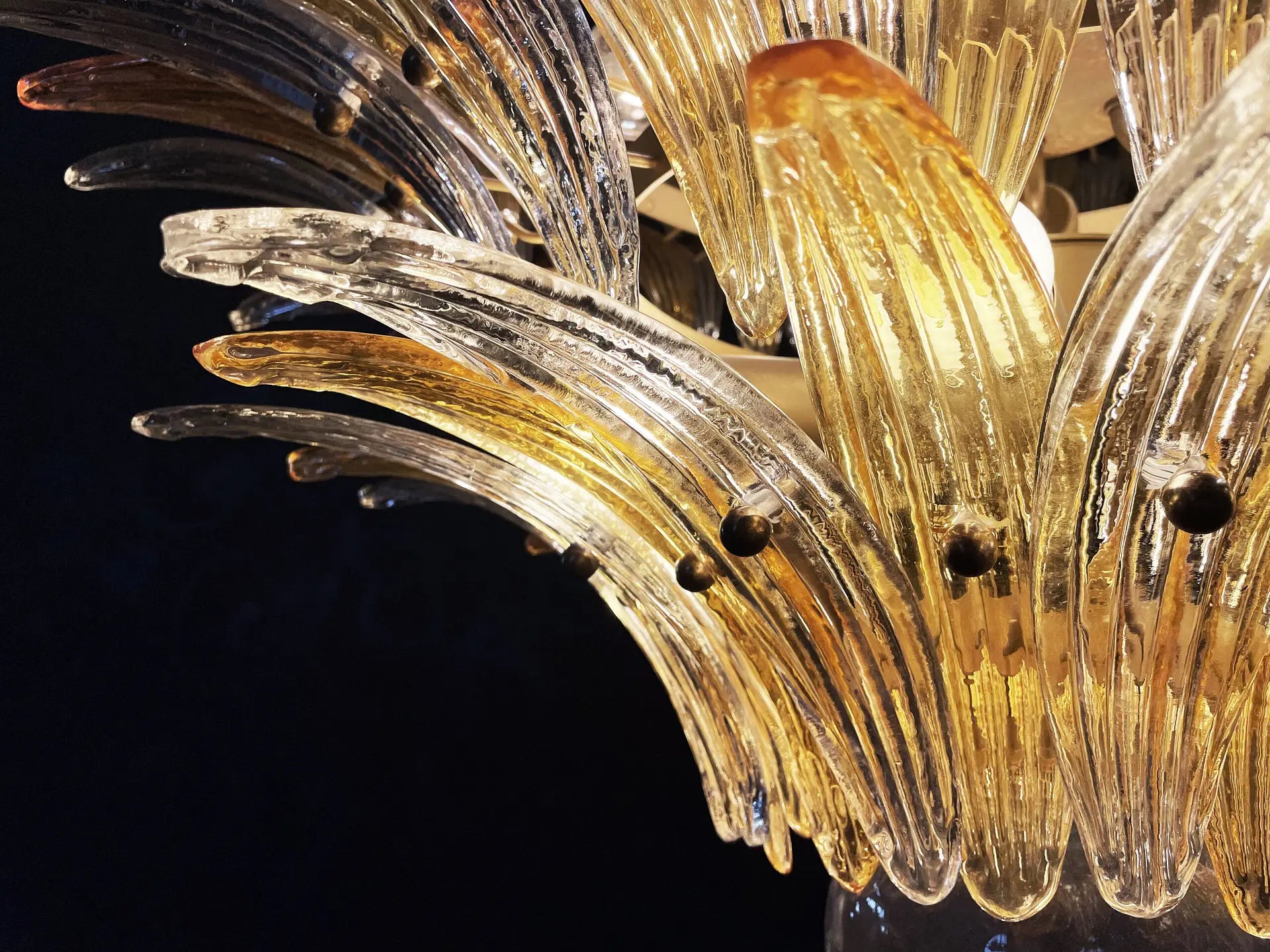 Murano Kroonluchter – 163 Heldere en Gele Palmetteglazen – detail 7 – Murano Classics