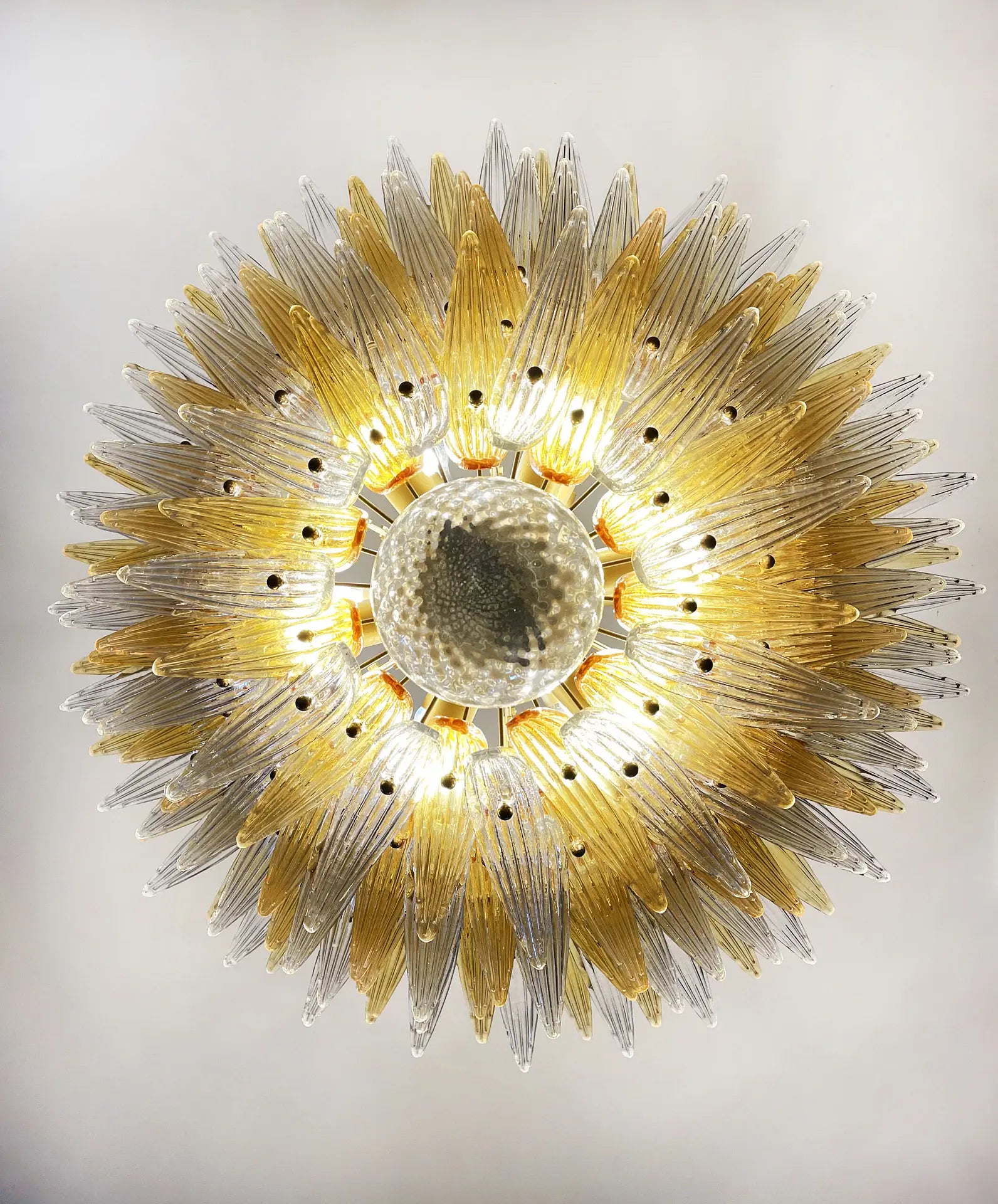 Murano Kroonluchter – 163 Heldere en Gele Palmetteglazen – detail 6 – Murano Classics