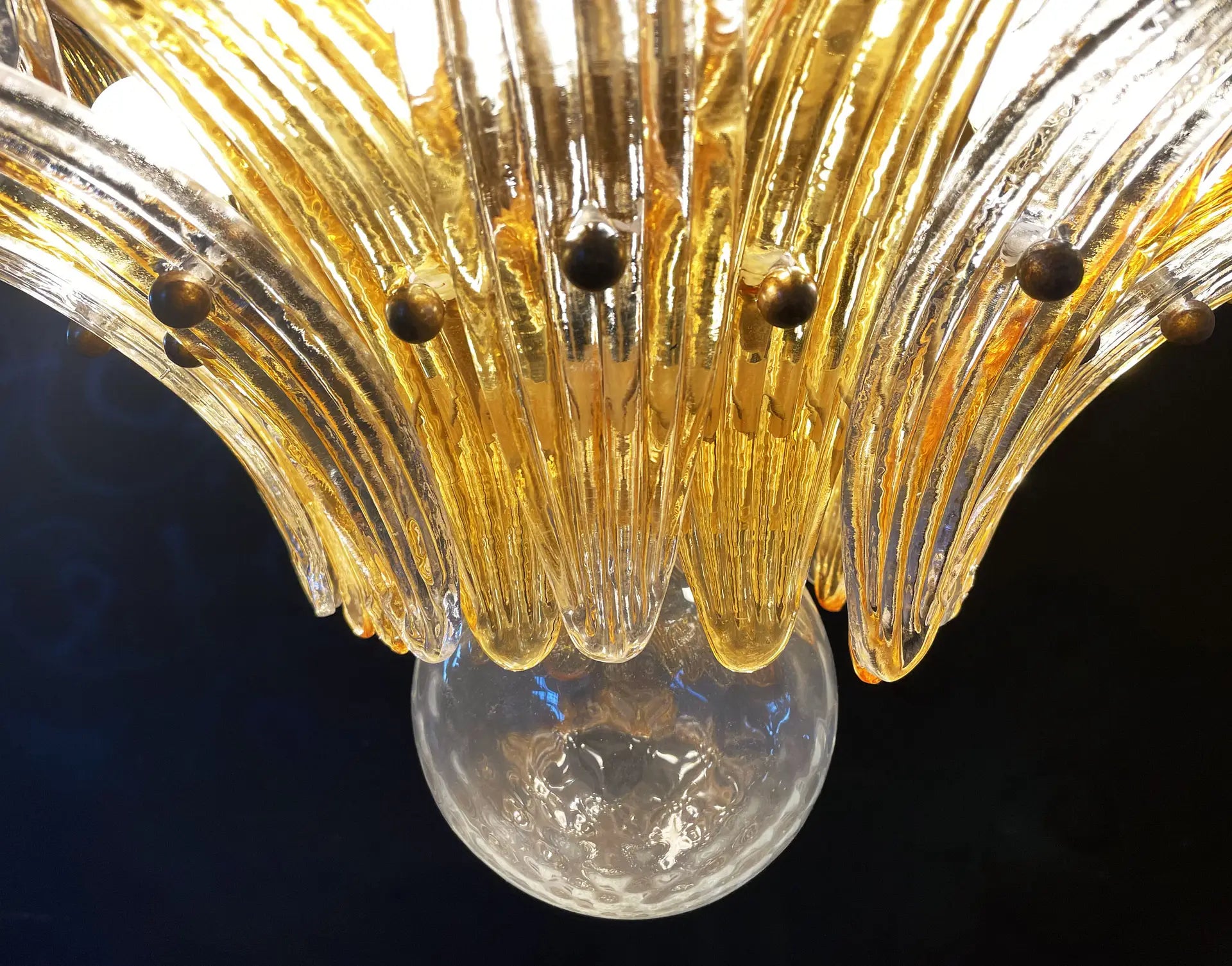 Murano Kroonluchter – 163 Heldere en Gele Palmetteglazen – detail 4 – Murano Classics