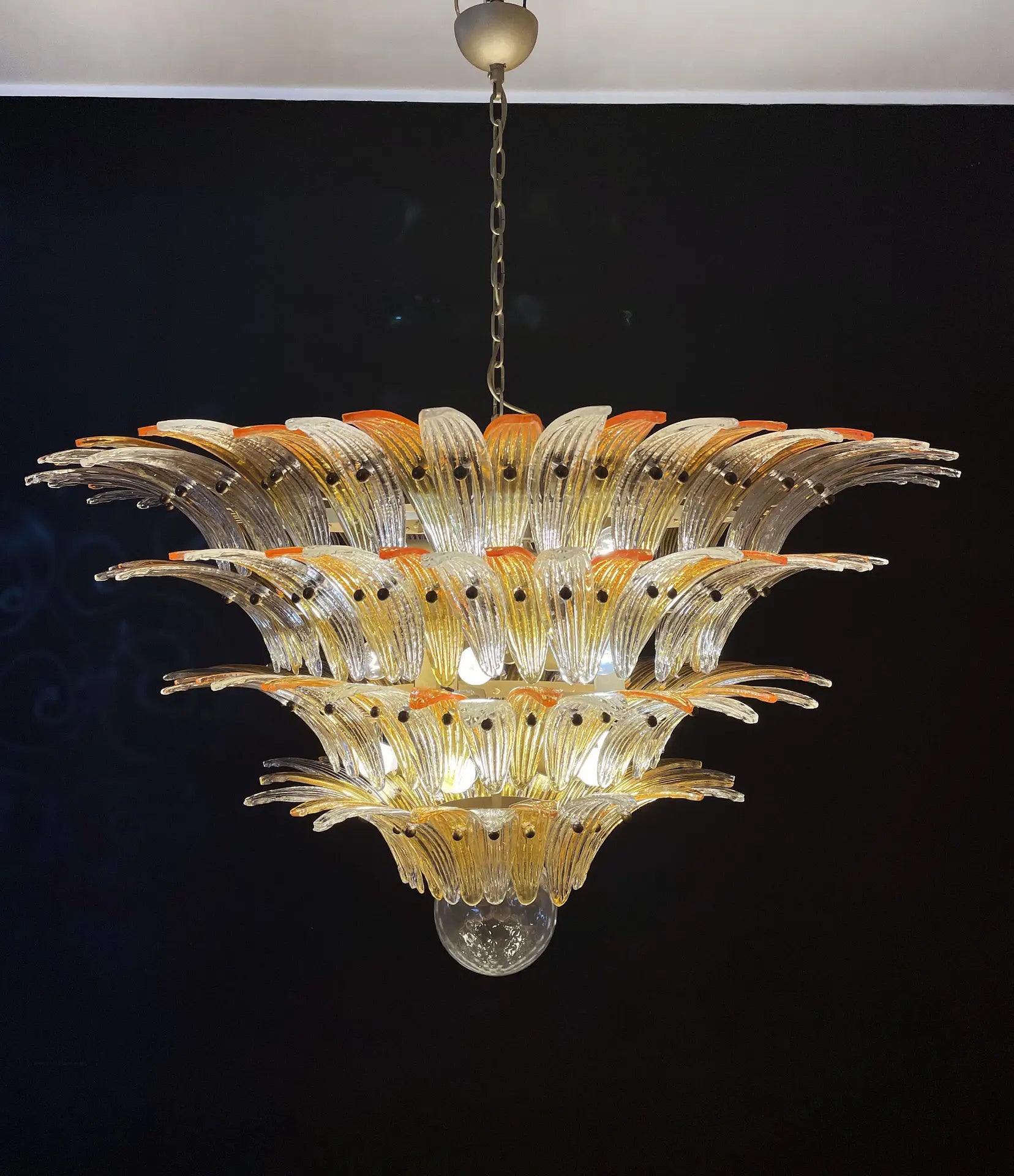 Murano Kroonluchter – 163 Heldere en Gele Palmetteglazen – detail 5 – Murano Classics
