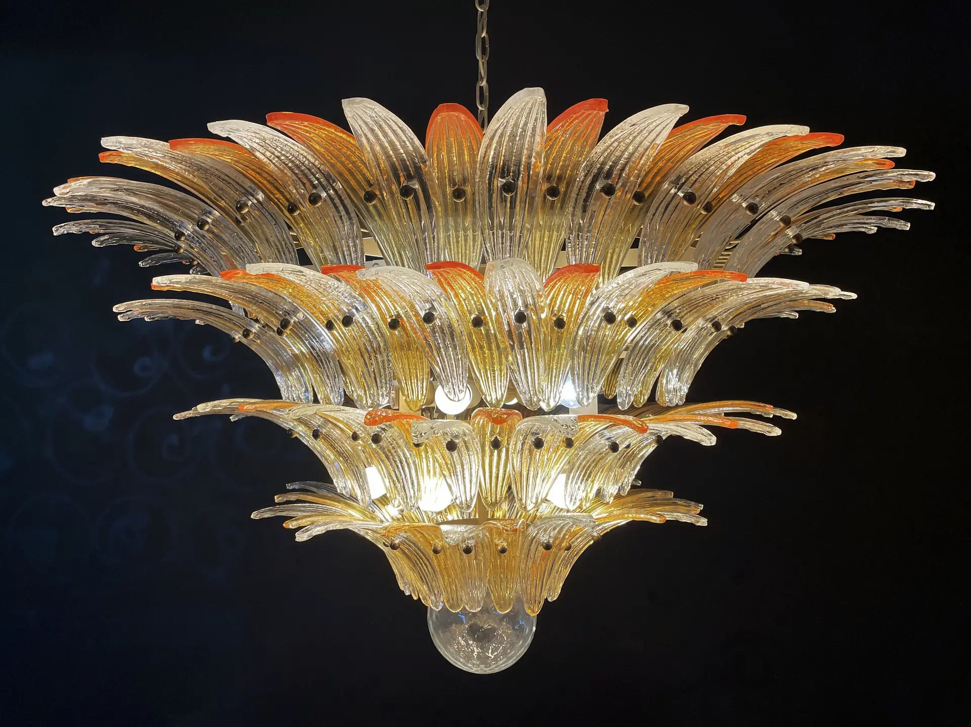 Murano Kroonluchter – 163 Heldere en Gele Palmetteglazen – detail 8 – Murano Classics
