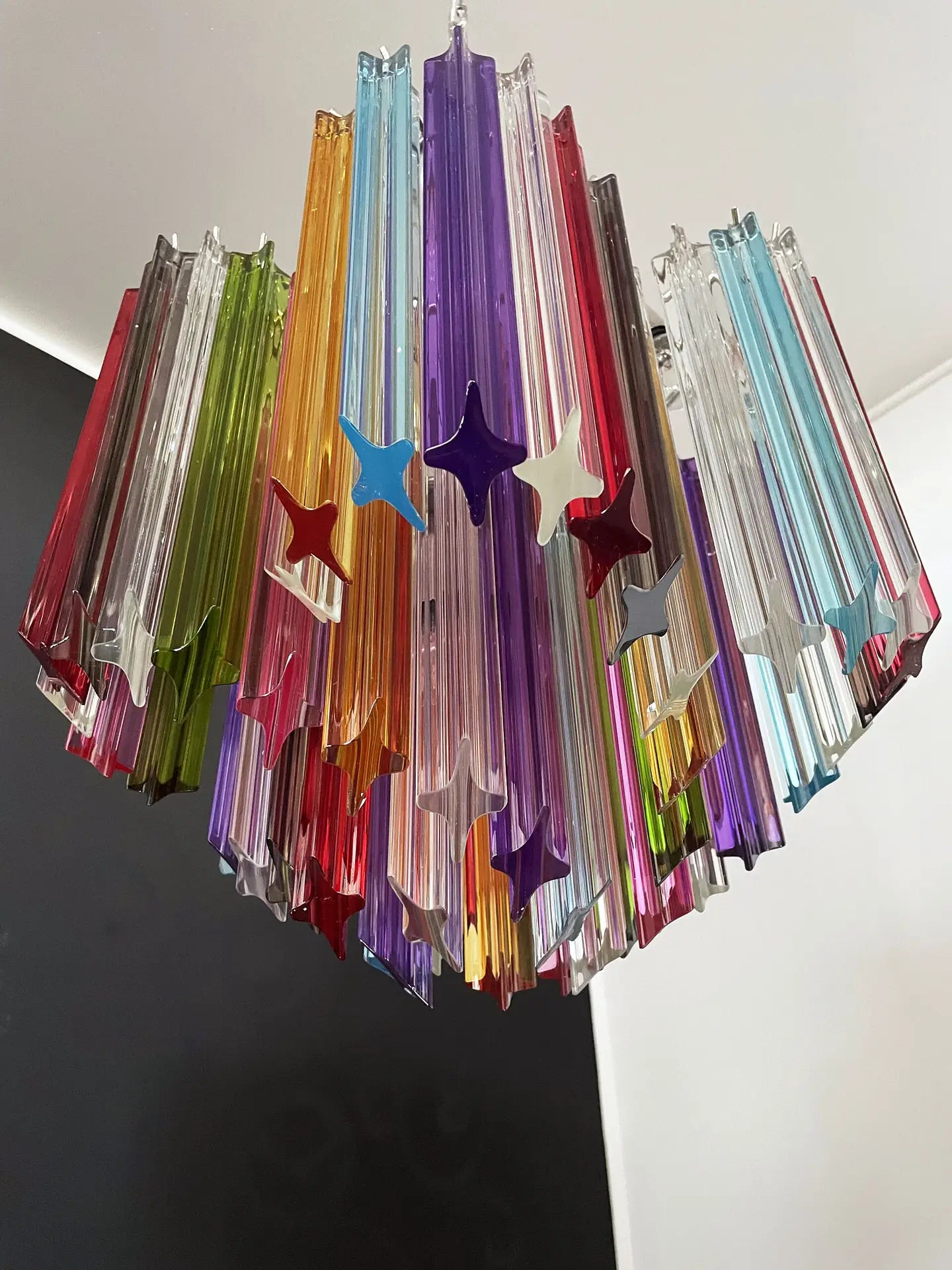 Murano Kroonluchter – 60 Veelkleurige Prismaglazen – detail 3 – Murano Classics