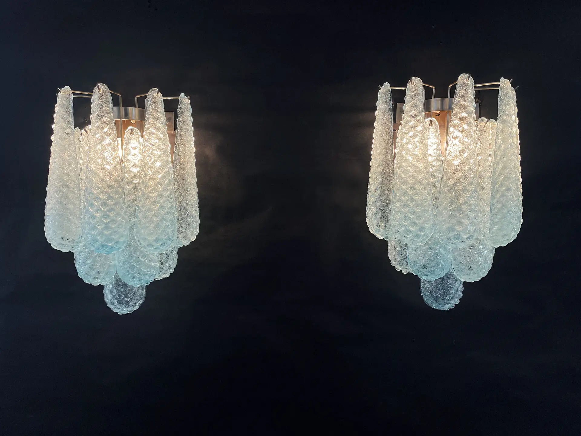 Murano Wall Lamp – 10 Blue Drop Glass – Set of 2 – detail 3 – Murano Classics