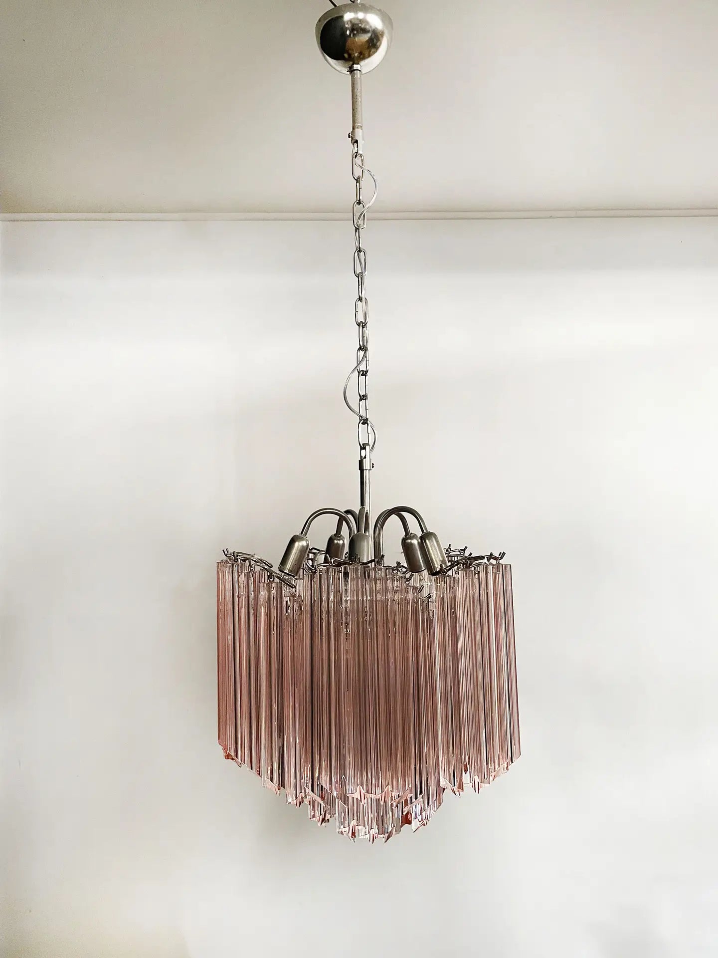 Lampadario Murano – 60 Vetri a Prismi Rosa – dettaglio 5 – Murano Classics