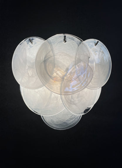 Murano Vegglampe | 10 Alabaster Hvite Diskglass | 1 par