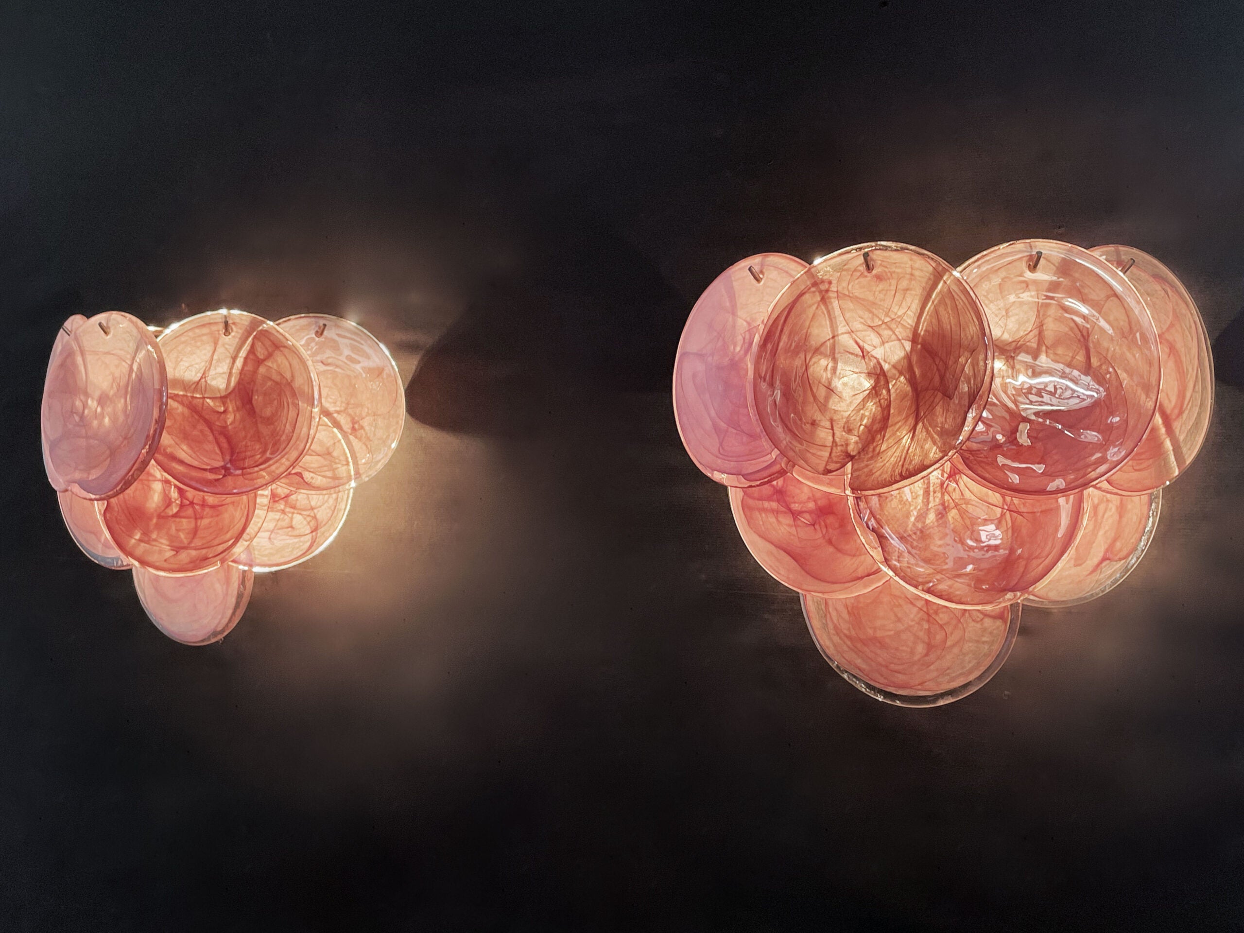 Murano Wall Lamp | 10 Alabaster Pink Disc Glass | Set of 2