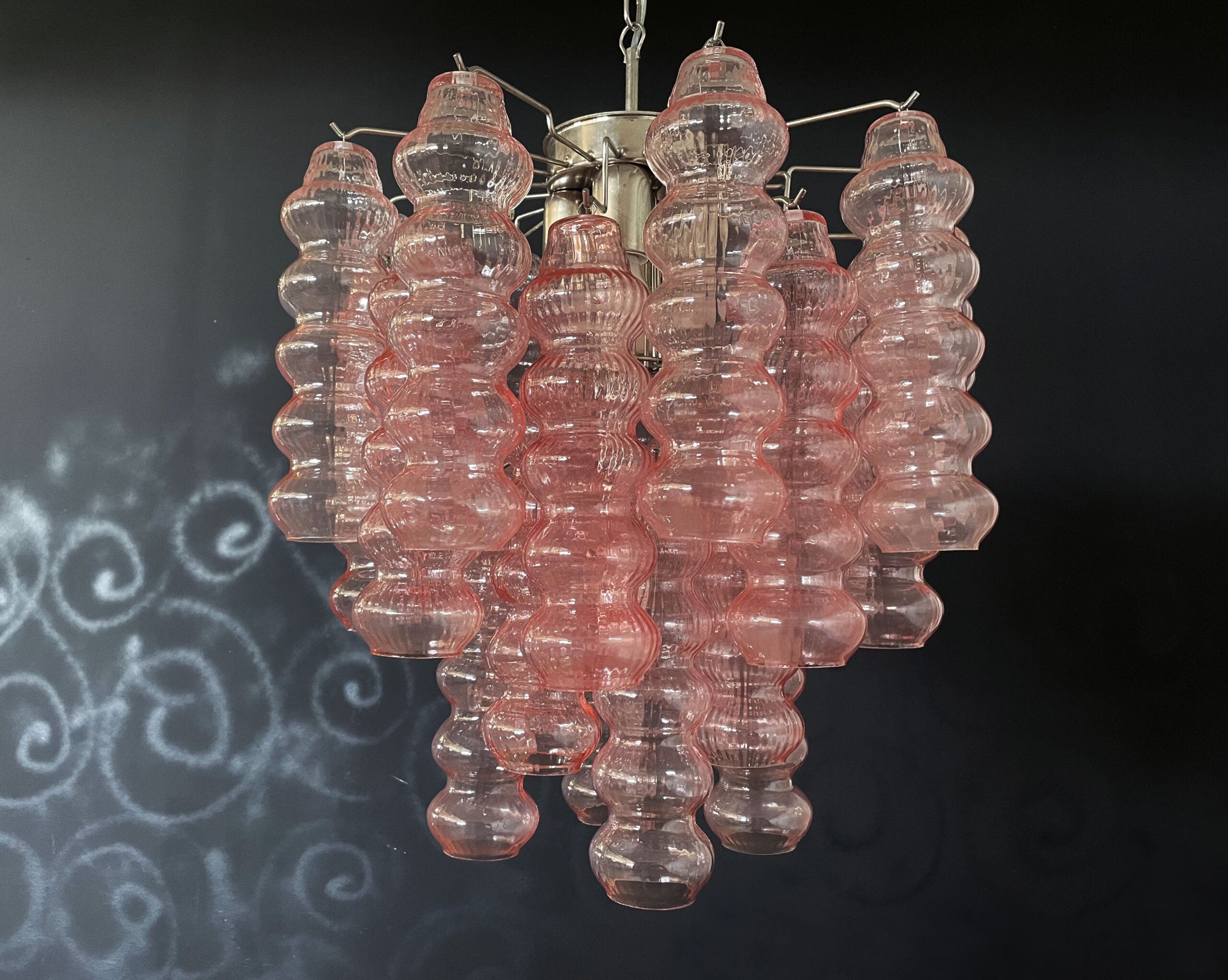 Lampadario Murano – 26 Vetri a Canne Rosa – Murano Classics
