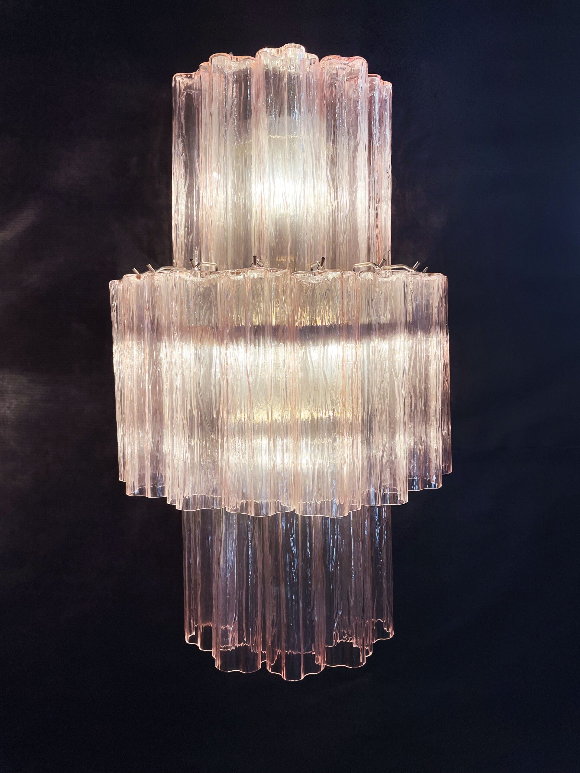 Murano Vegglampe | 18 Rosa Prismeglass | 1 par