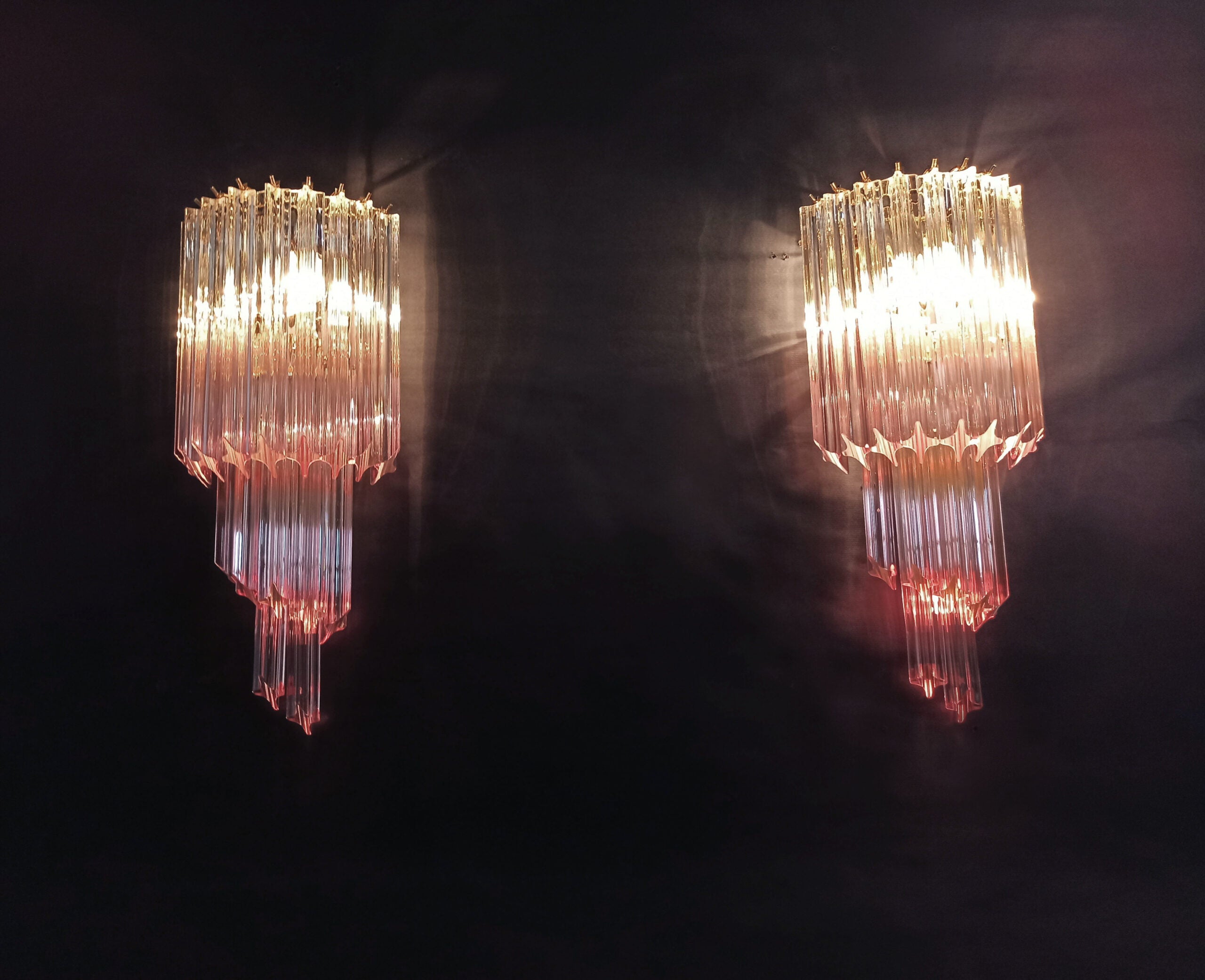 Murano Vegglampe – 32 Klare Rosa Prismeglass – 2 stk – detalj 8 – Murano Classics