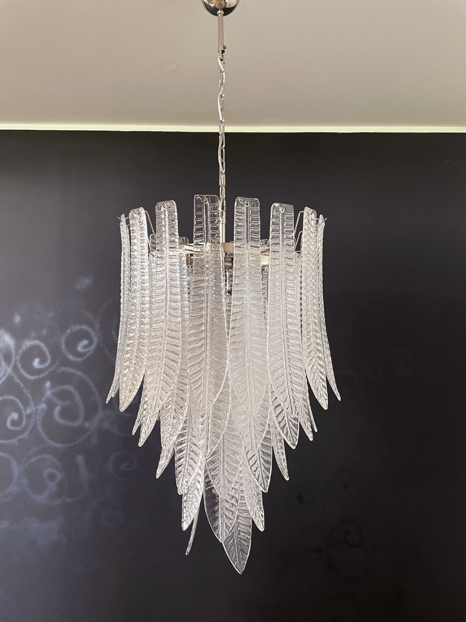 Murano Chandelier – 52 Clear Felci Glass – detail 2 – Murano Classics