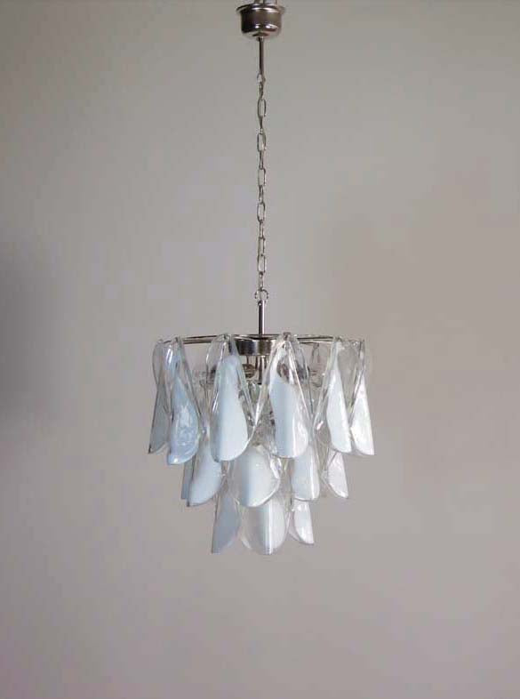 Murano Lysekrone – 24 Hvite Rondiniglass – detalj 9 – Murano Classics