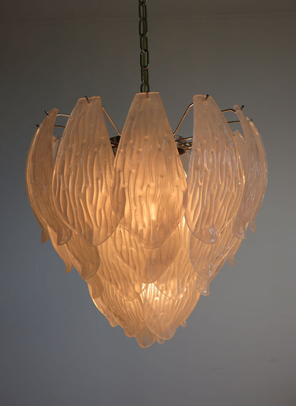 Murano Lysekrone | 41 Klare Konglebladglass