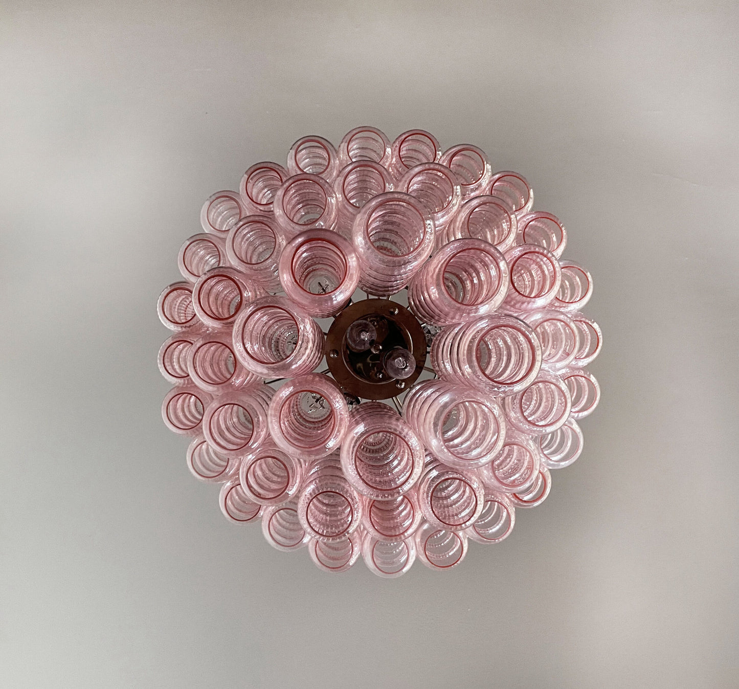 Murano Lysekrone | 48 Rosa Glassrør