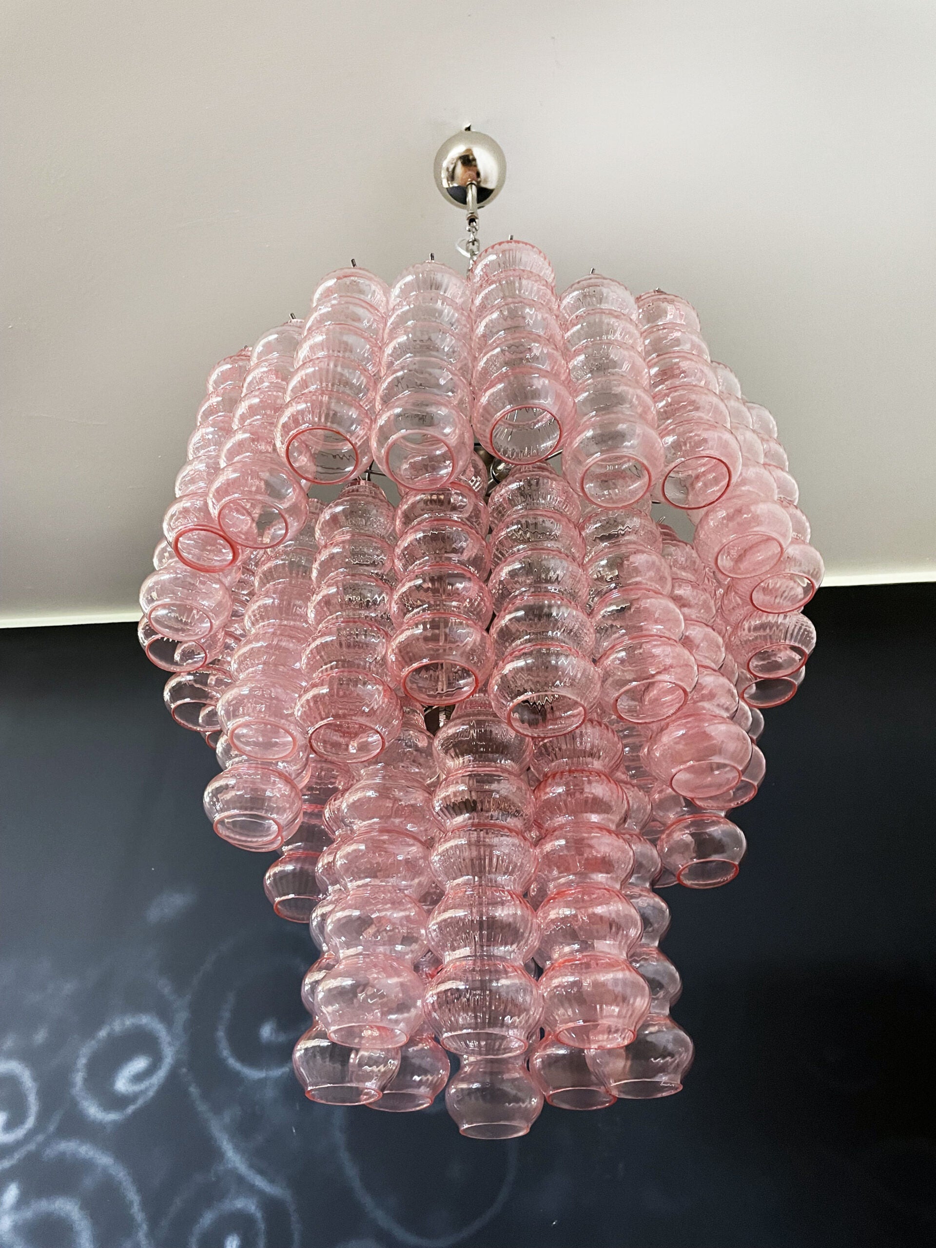 Murano Lysekrone | 48 Rosa Glassrør